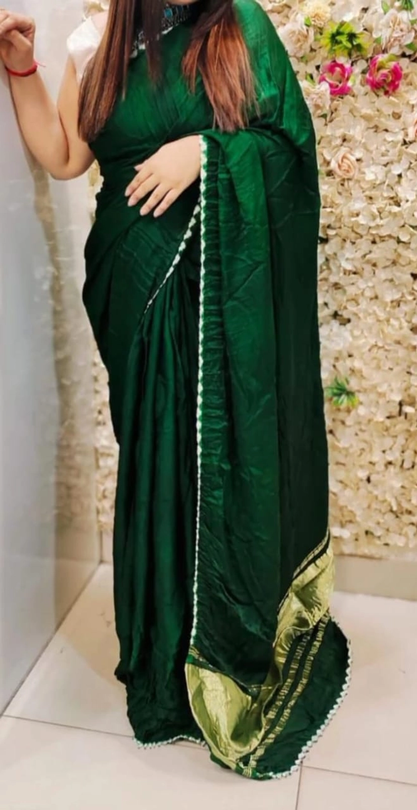 Modal Silk Tissue Pallu Plain Dyeing Saree With Beautiful Edging Border