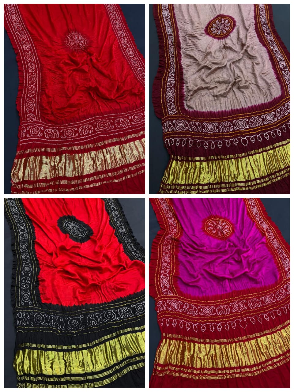 Gaji Silk Rai Bandhej Tissue Pallu Panetar Design Dupatta