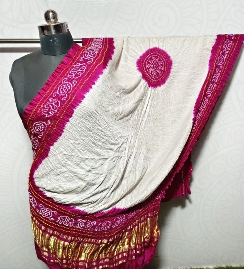 Gaji Silk Rai Bandhej Tissue Pallu Panetar Design Dupatta