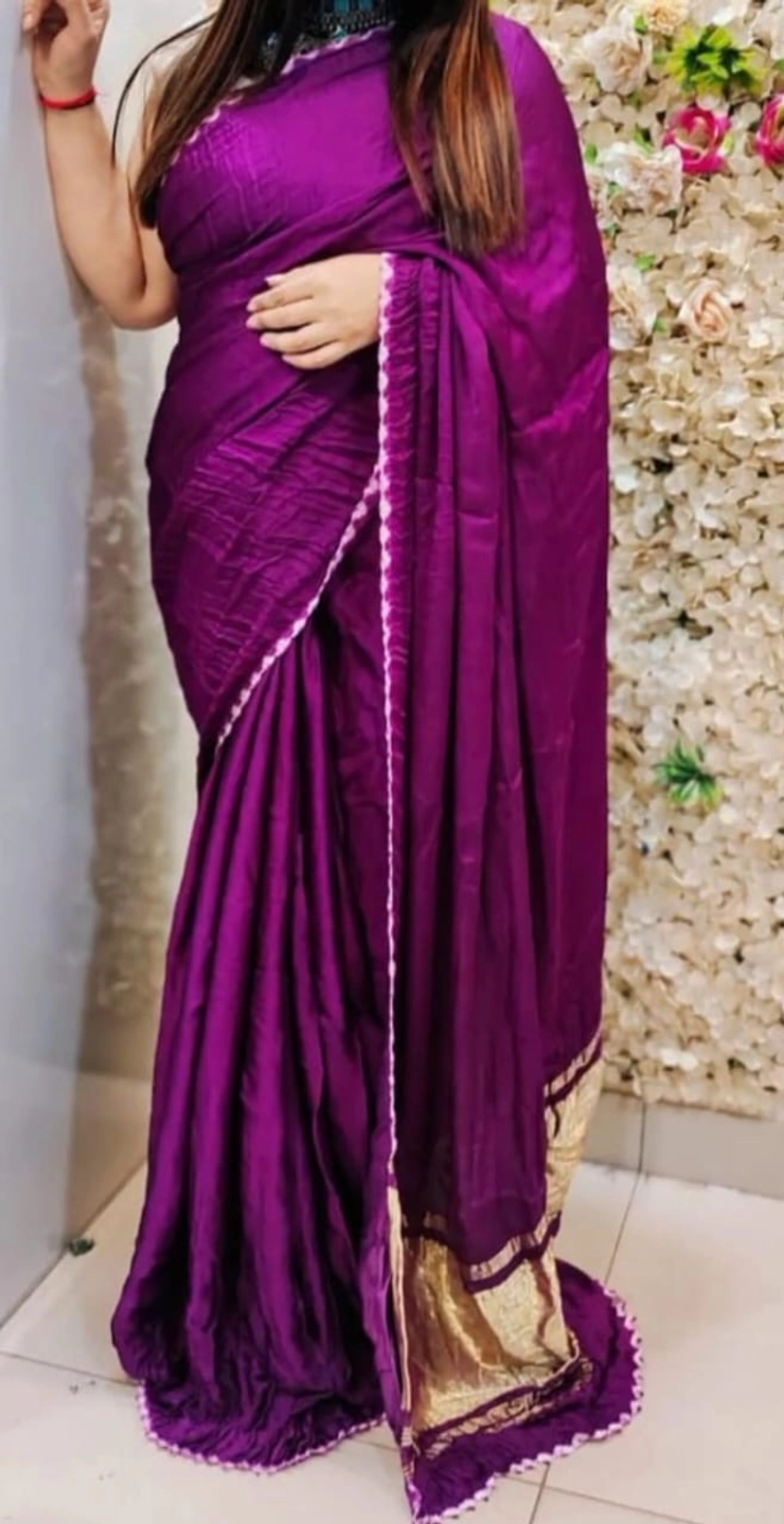 Modal Silk Tissue Pallu Plain Dyeing Saree With Beautiful Edging Border