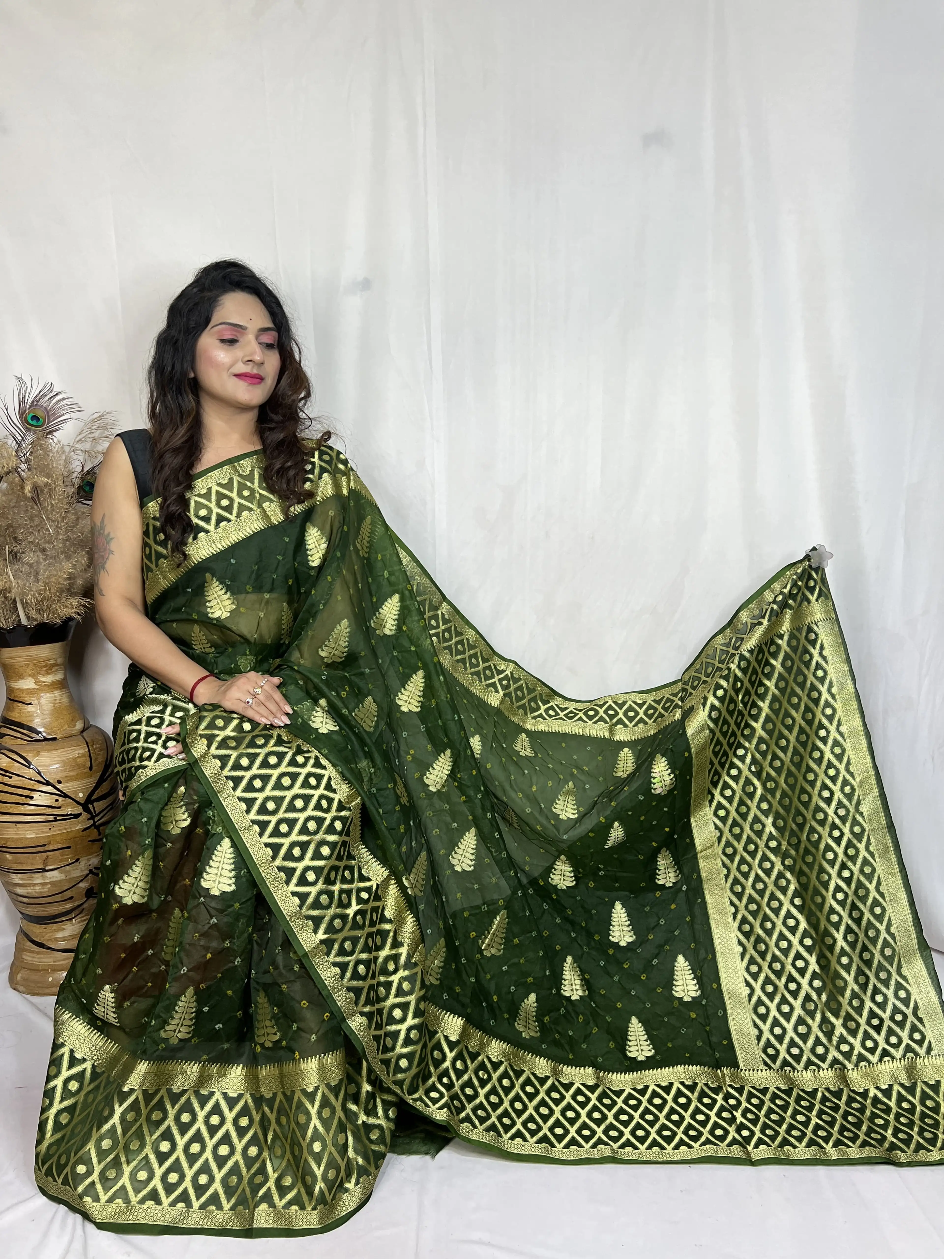 organza-silk-banarasi-bandhani-saree