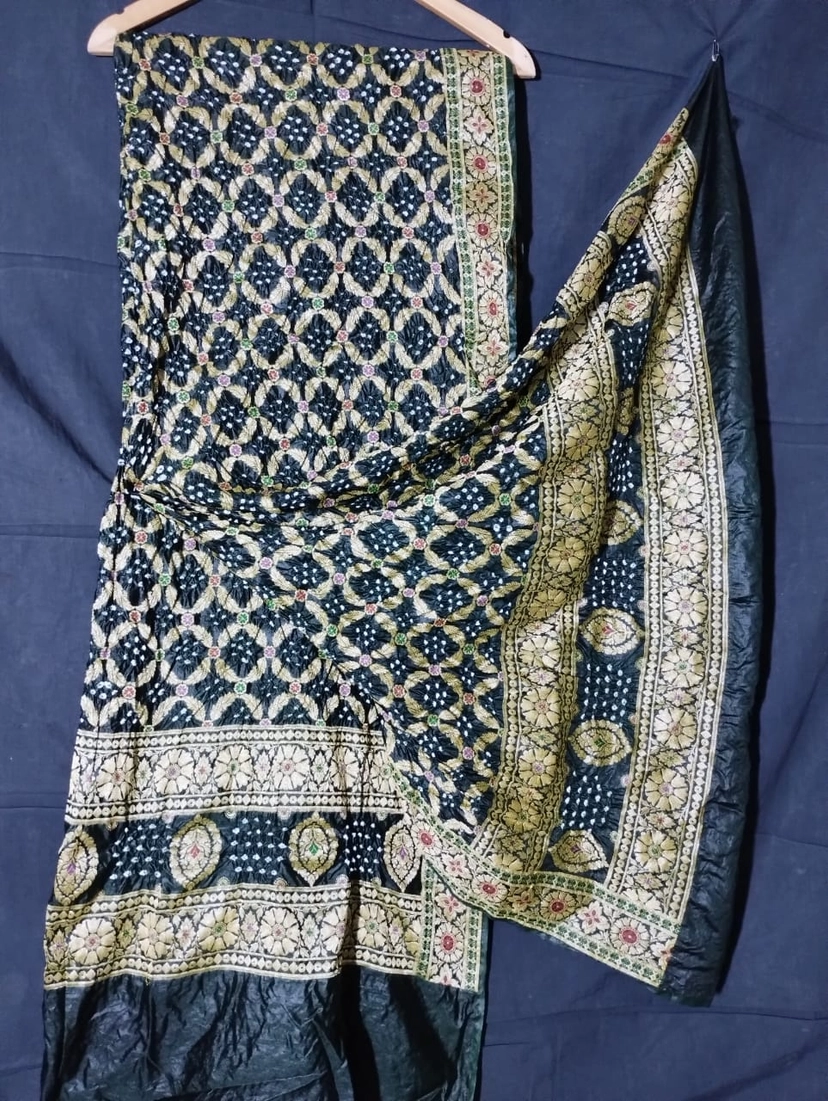 Dupion Silk Meenakari Bandhani Dupatta