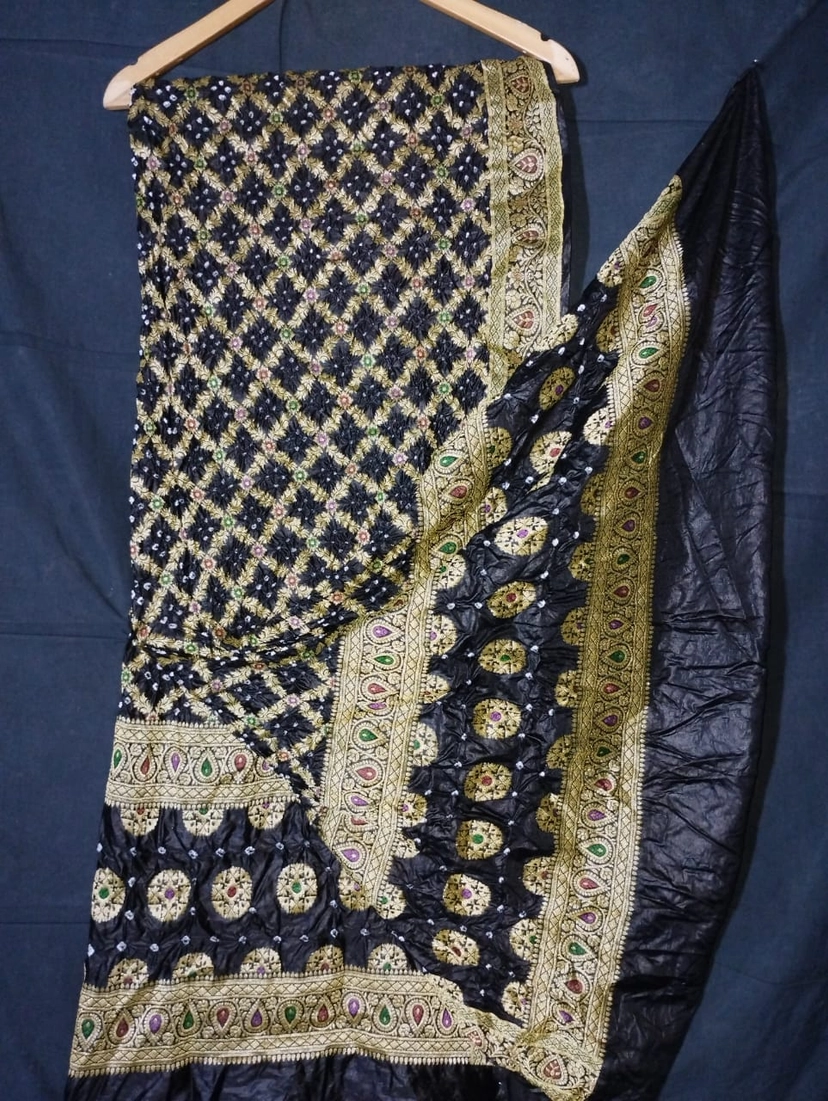 Dupion Silk Meenakari Bandhani Dupatta