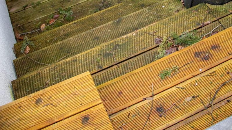 Houten trap met groene aanslag