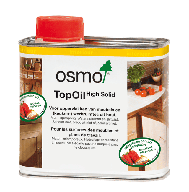 Blik Osmo TopOil 3061 Acacia op een zwarte achtergrond