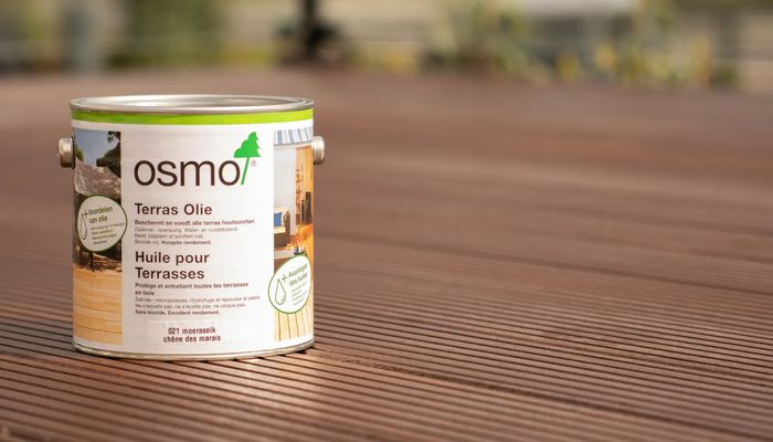 Wood treated with Osmo Terras-Olie 021 Moeraseik