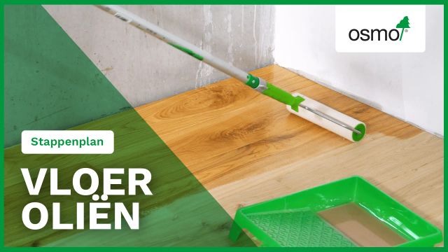 Osmo-stappenplan Vloer oliën, met roller en verfbak