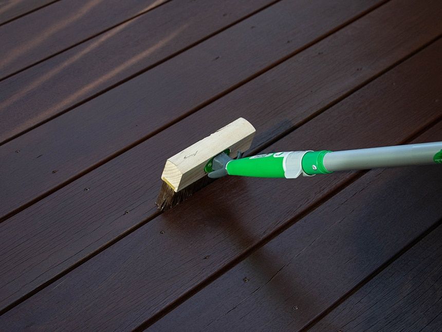 Terrace being oiled for the second time
