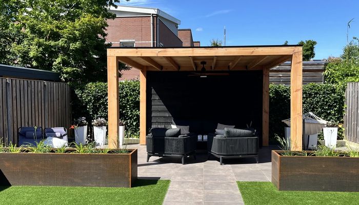 Douglas fir canopy in a modern garden