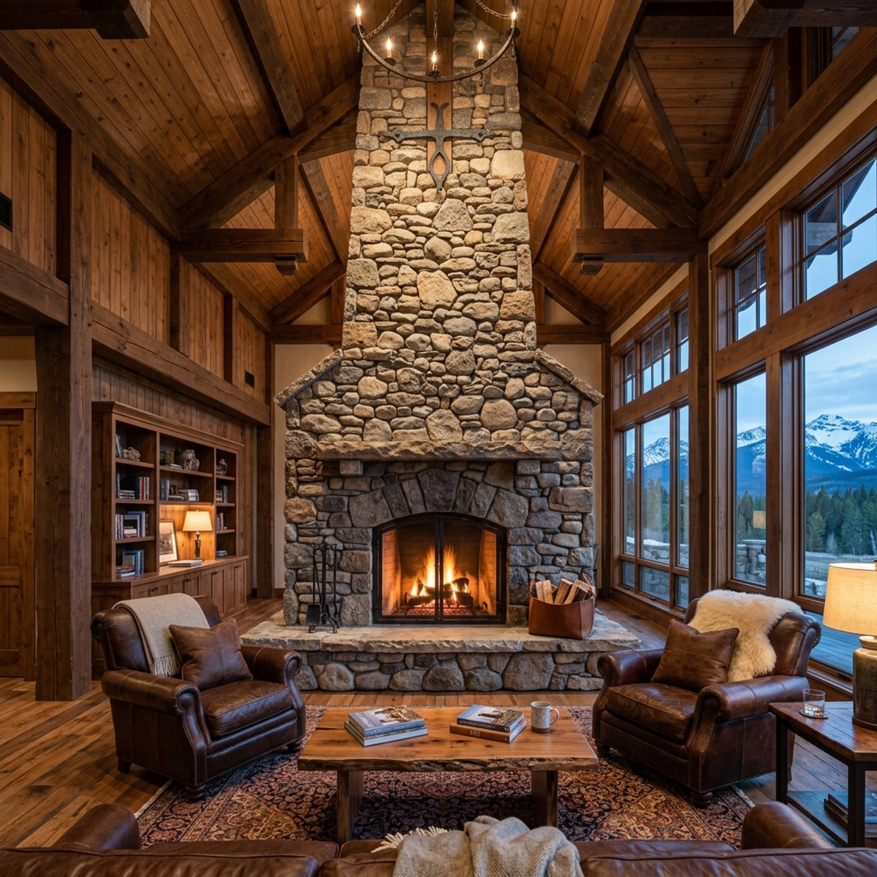 Stone fireplace masonry