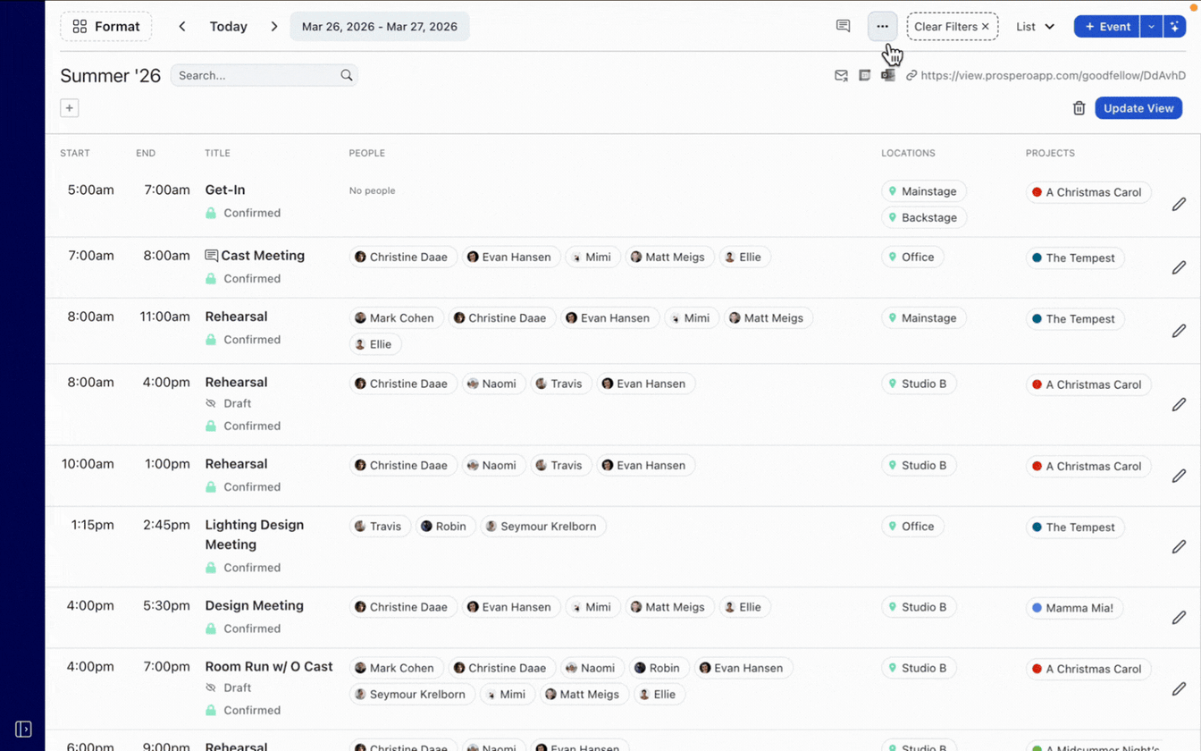 GIF of a PDF being generated quickly from a list view schedule