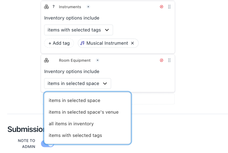 Screenshot of an added inventory field in the booking form