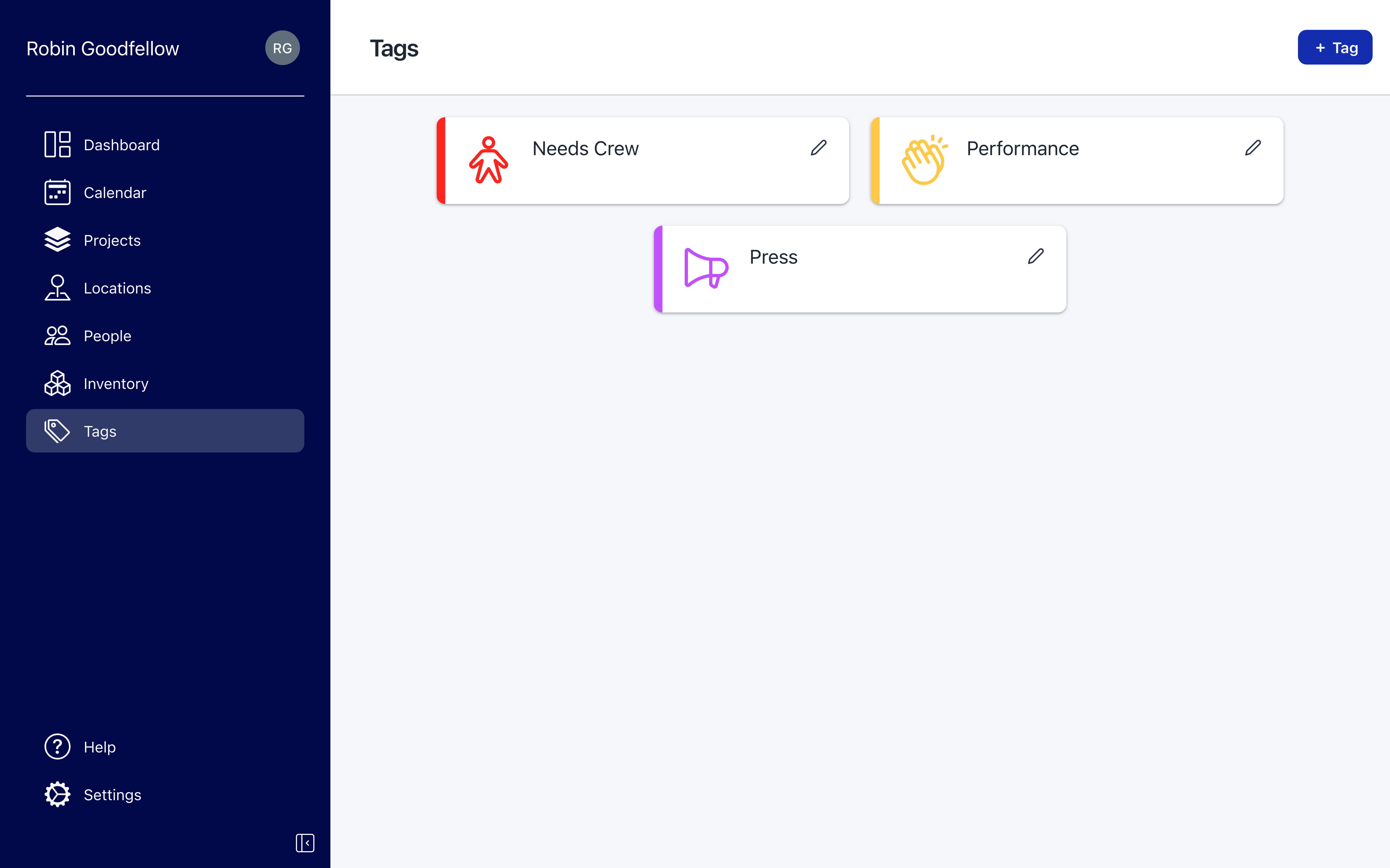 Event Tags Dashboard