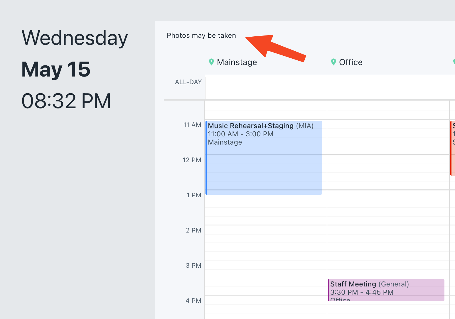 Announcements Example Screenshot