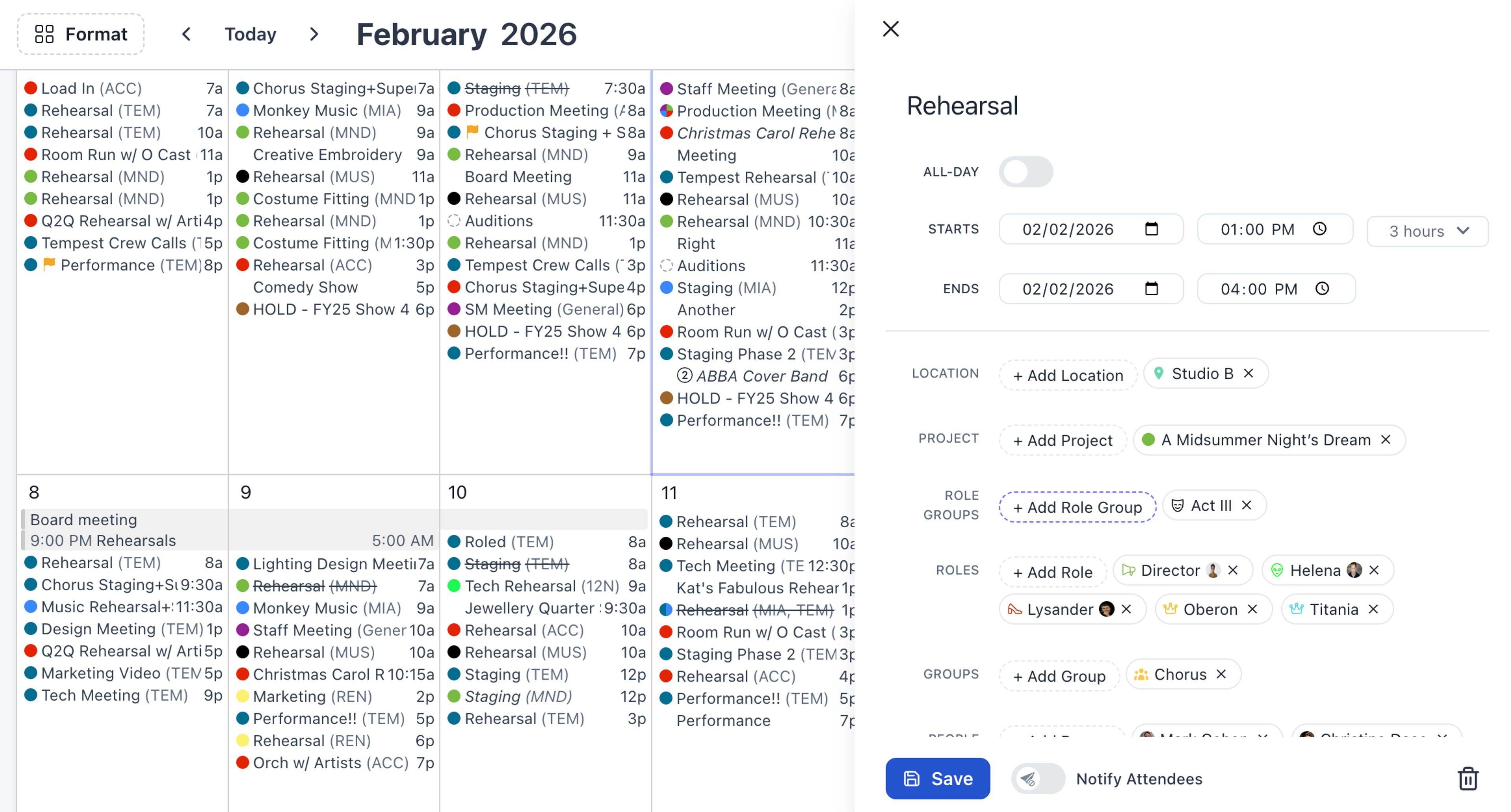 Screenshot of Prospero app event editor