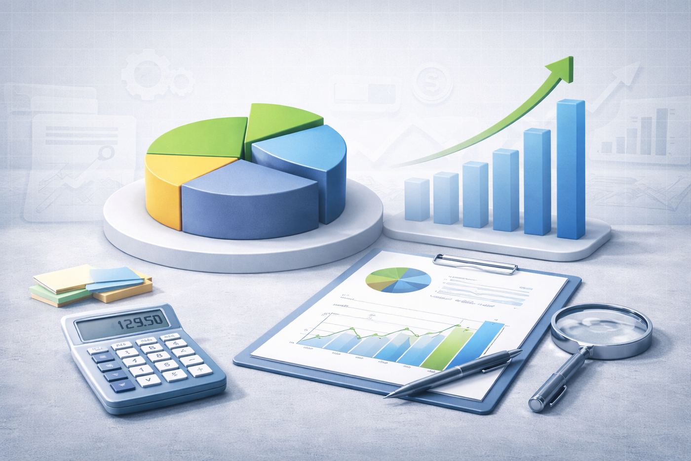 Abstrakte Business-Analyse mit neutralem Diagramm ohne konkrete Zahlen.