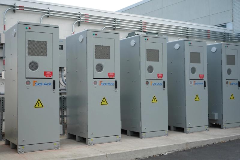 Commercial solar batteries installed by Buffalo Solar at Ralph Honda dealership, featuring multiple high-efficiency batteries delivering reliable clean energy and supporting a 316.79 kW commercial solar power system in New York.