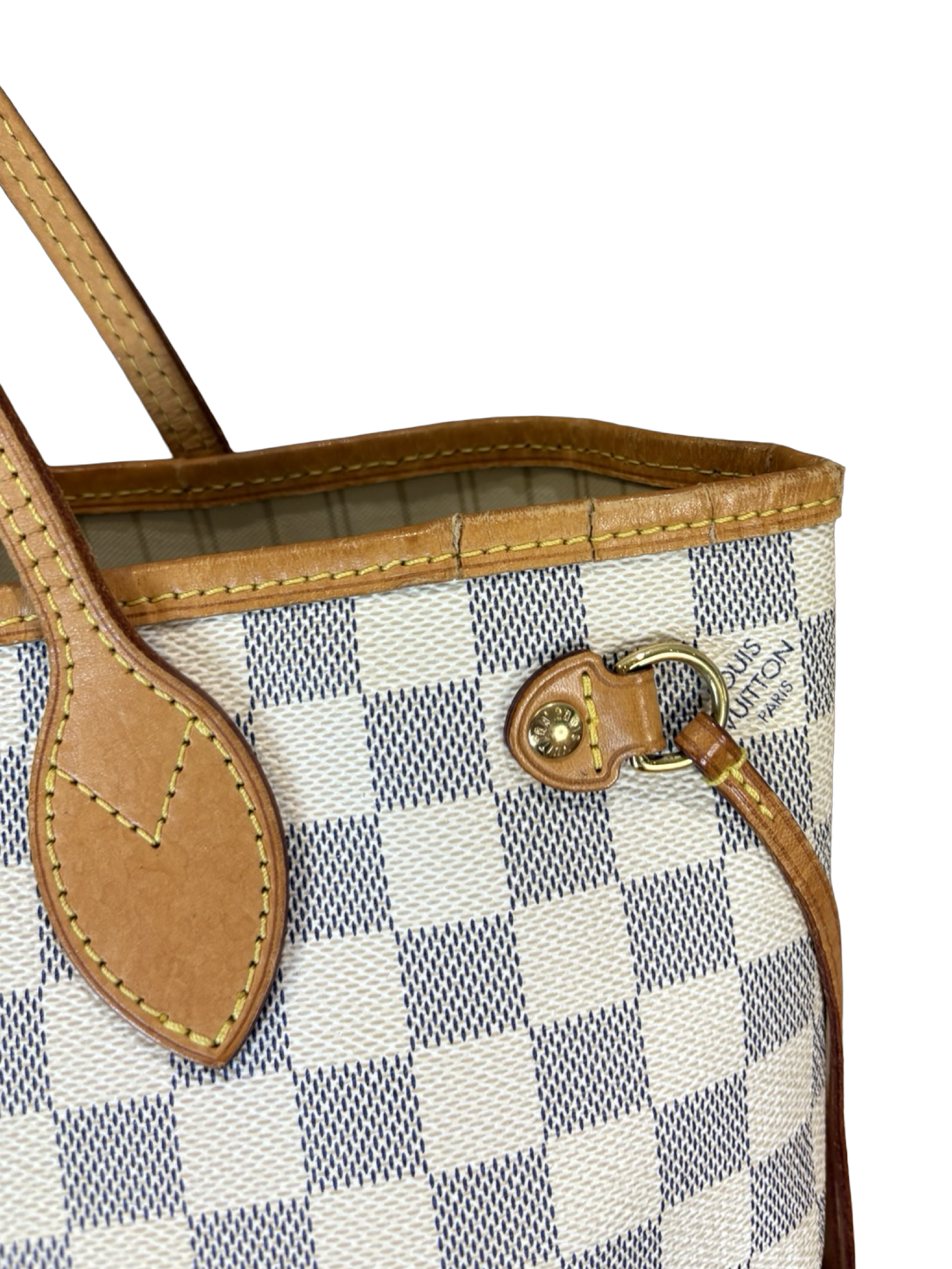 Louis Vuitton Neverfull PM Damier Azur White Canvas Tote Handbag — image 6