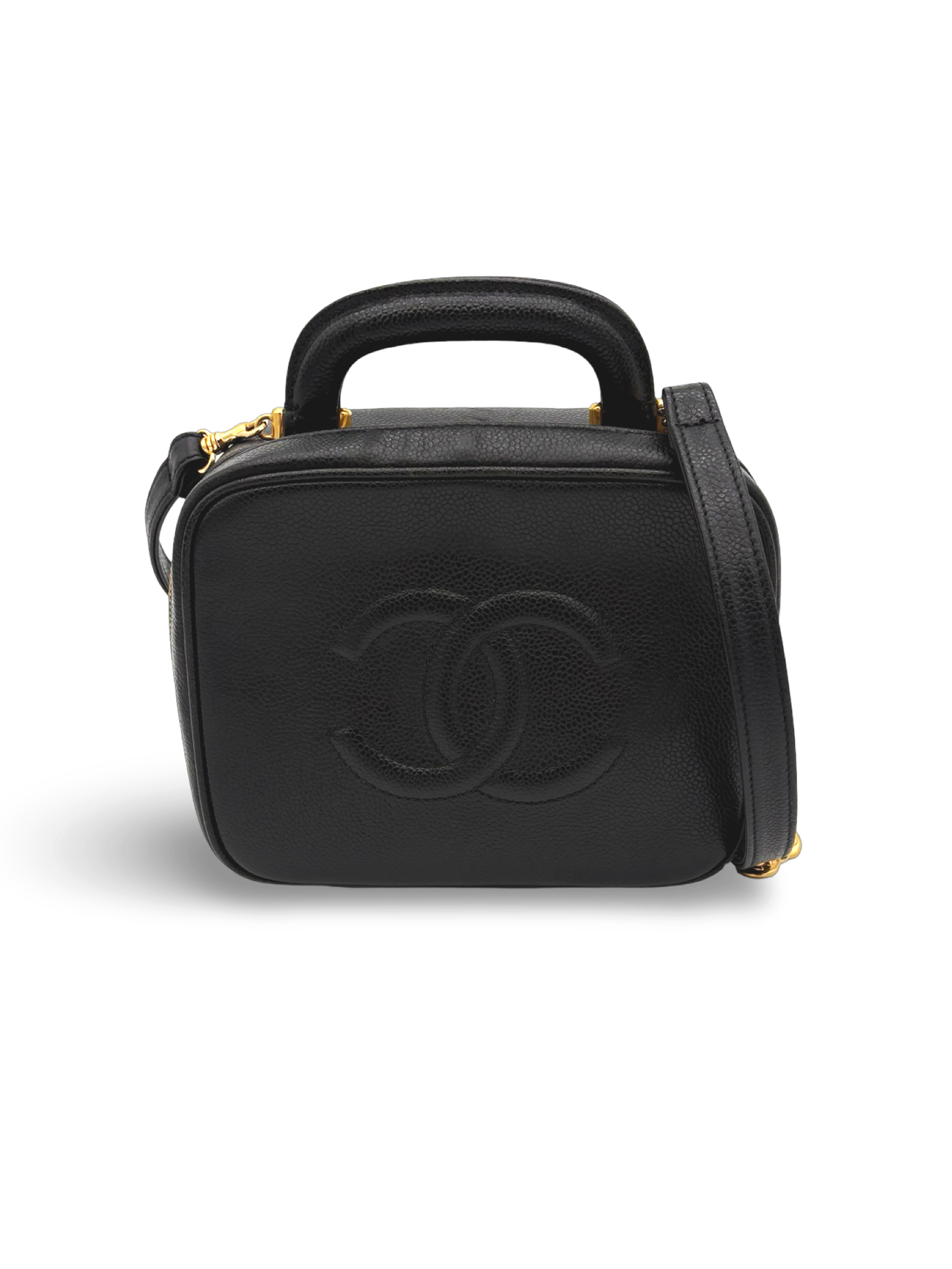 Chanel CC Black Caviar Vanity Handbag Shoulder Bag
