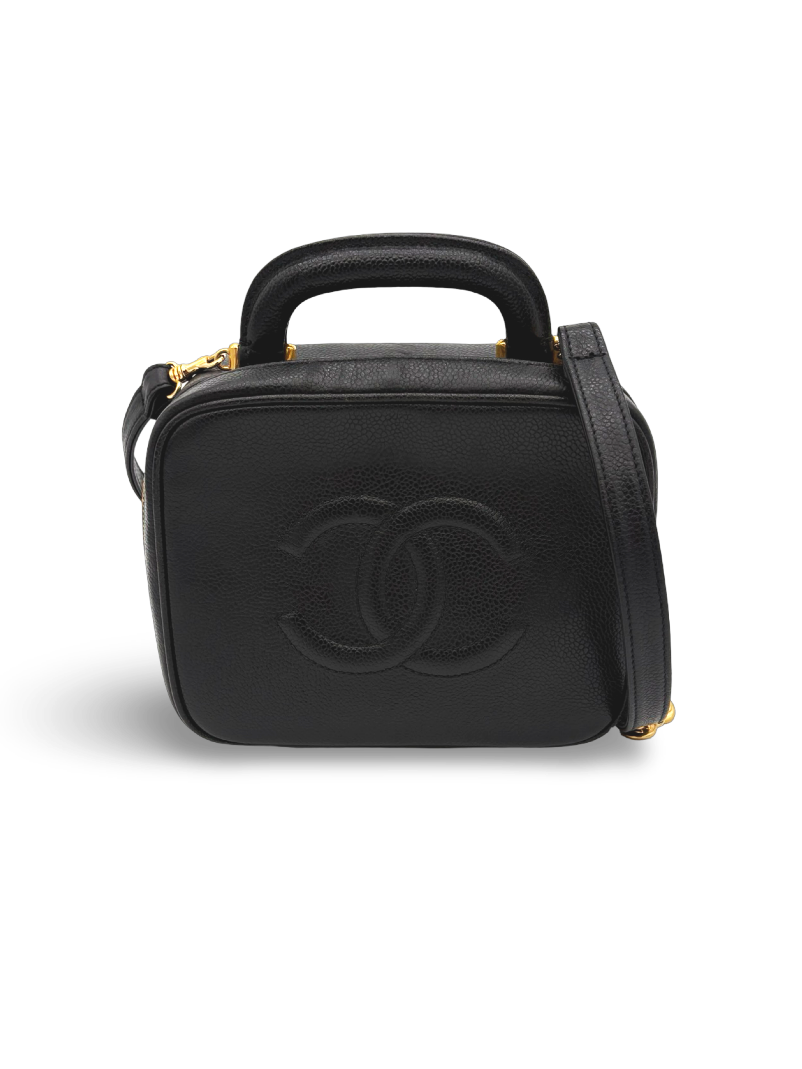 Chanel CC Black Caviar Vanity Handbag Shoulder Bag