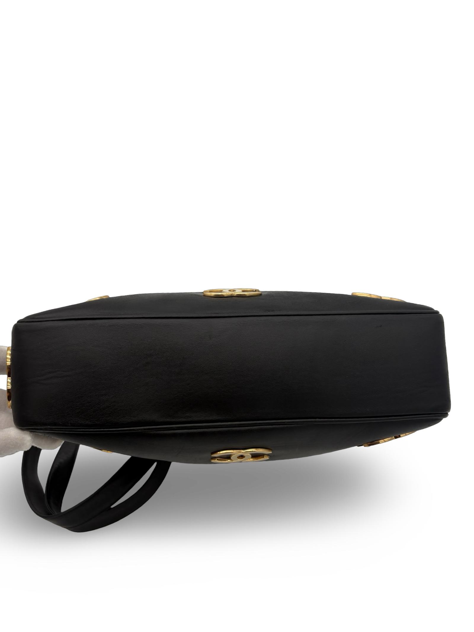 Chanel CC Triple Coco Logo Black Lambskin Leather Tote / Shoulder Bag — image 13