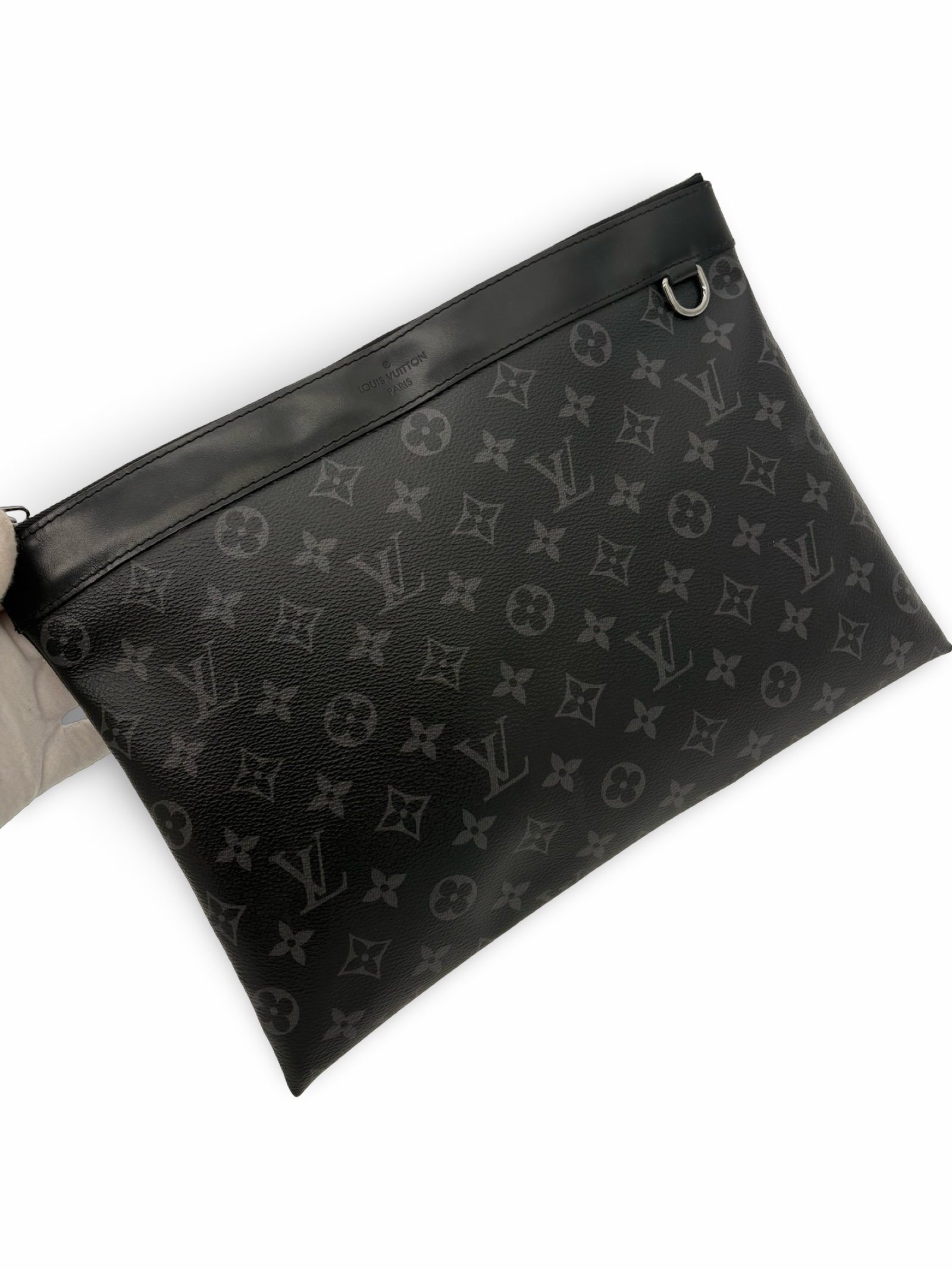 Louis Vuitton Black Monogram Eclipse Discovery Pochette GM Clutch Bag — image 5