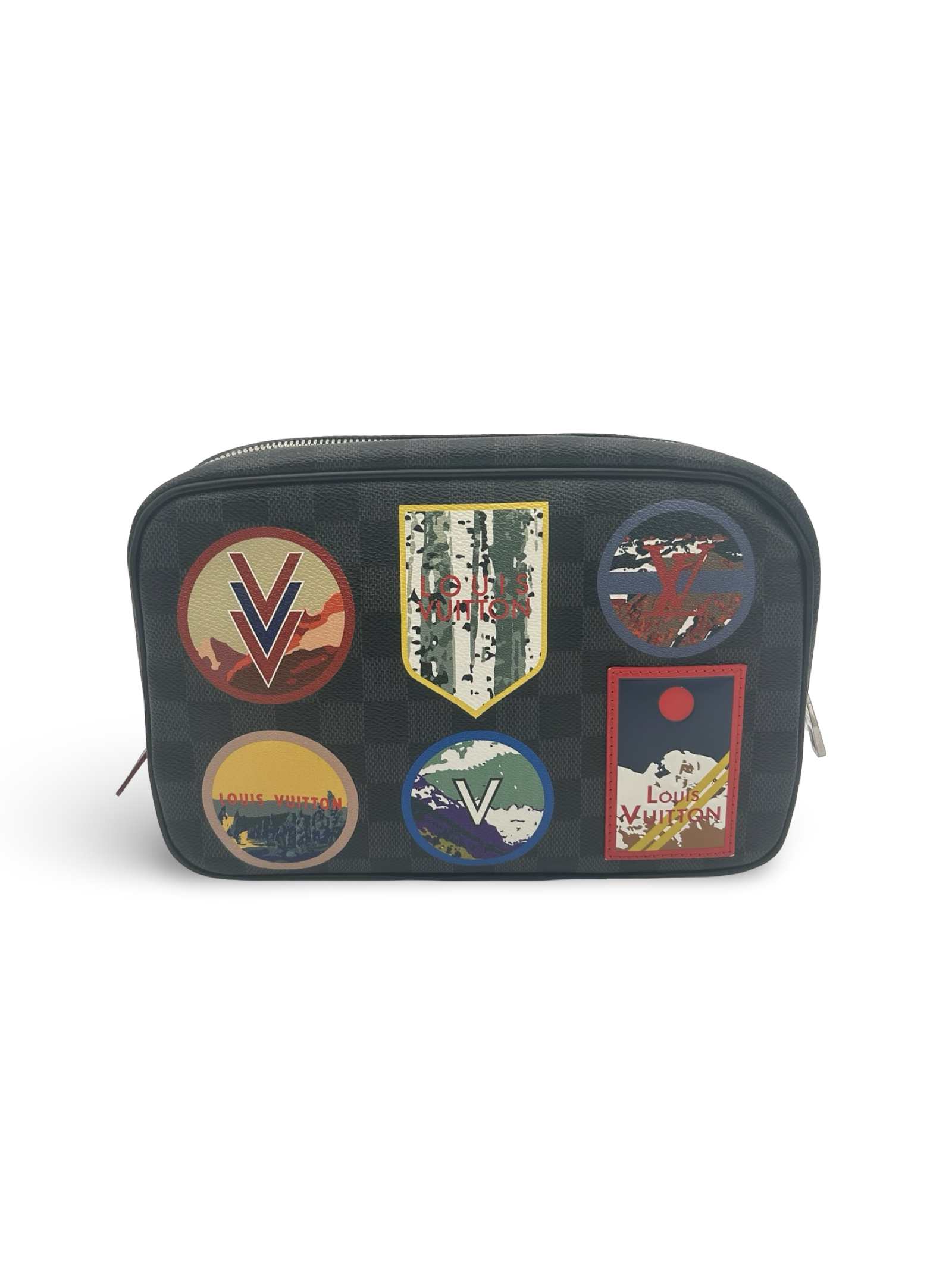 Louis Vuitton Toiletry Pouch Alps Patches Damier Graphite GM Clutch Bag — image 2