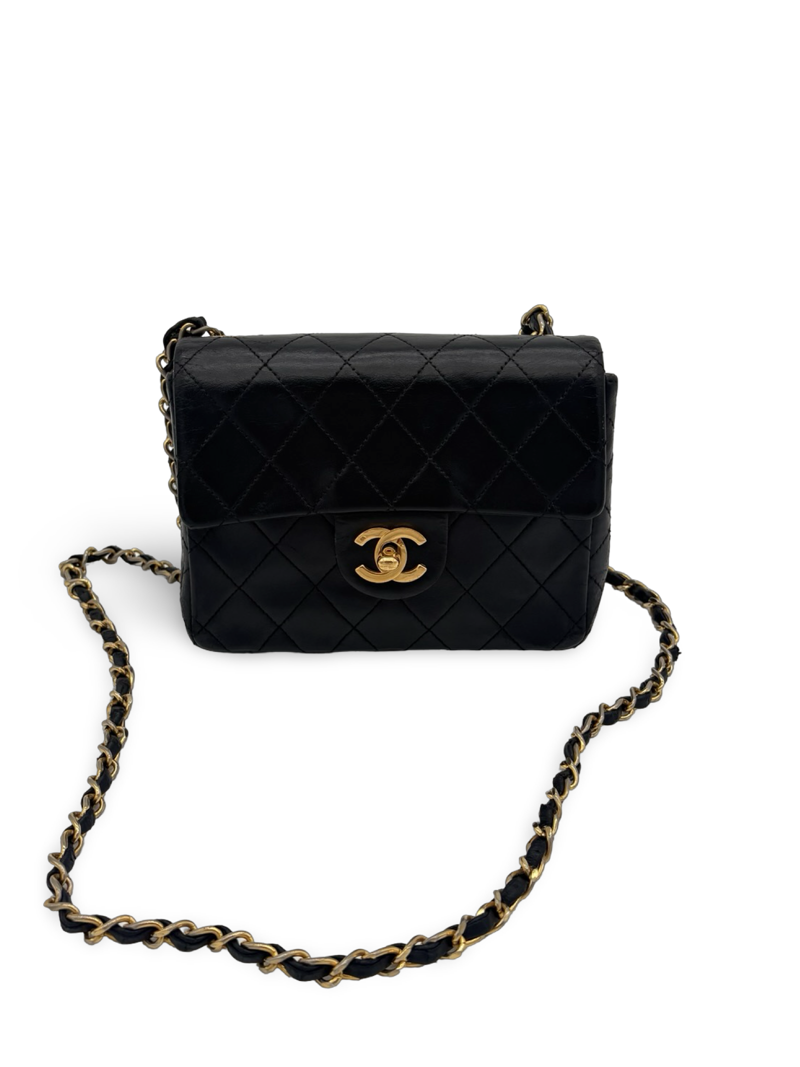 Chanel Black Lambskin Mini Square Classic Flap 24k Gold Hardware — image 3