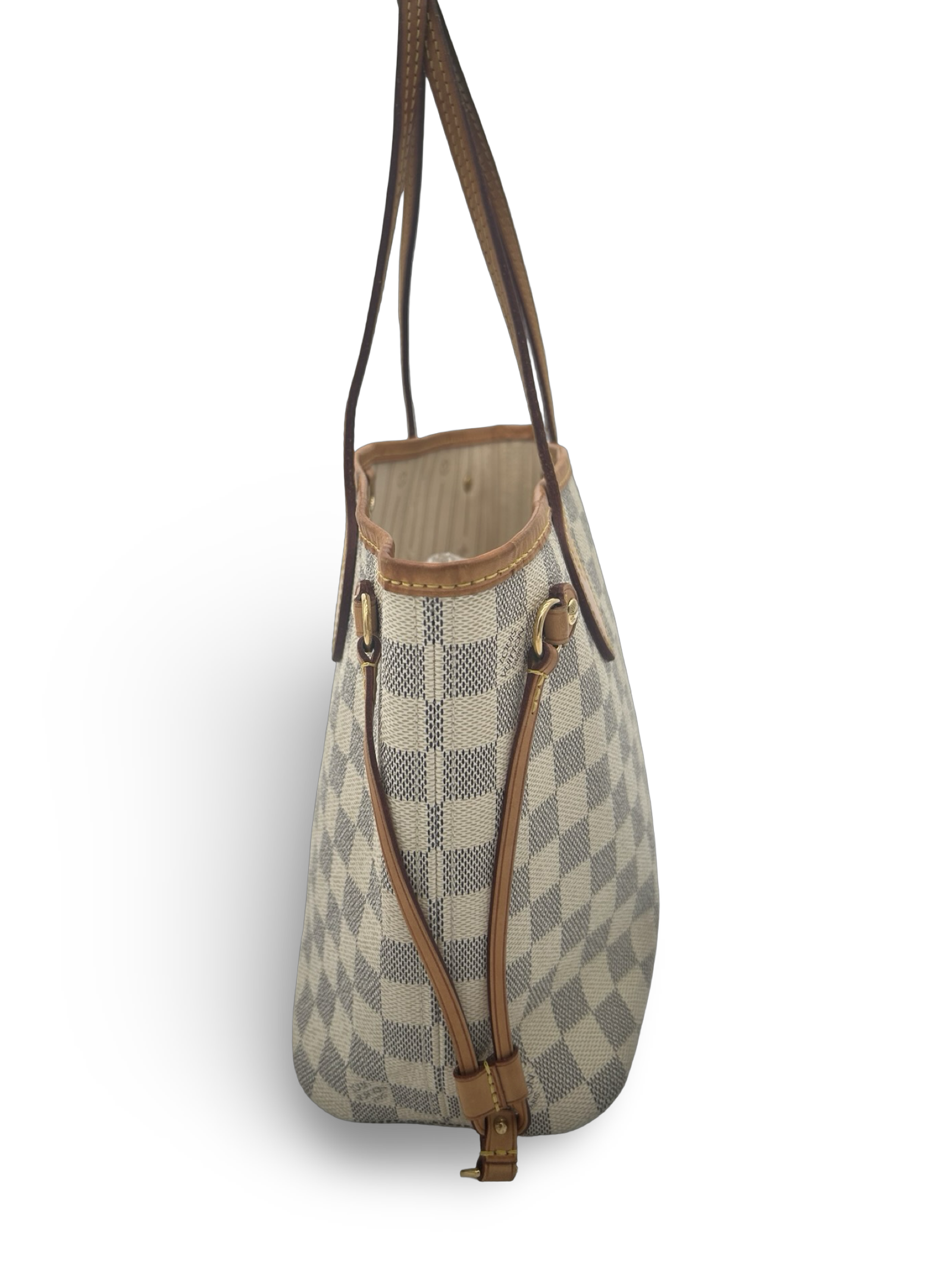 Louis Vuitton Neverfull PM Damier Azur White Canvas Tote Handbag — image 5