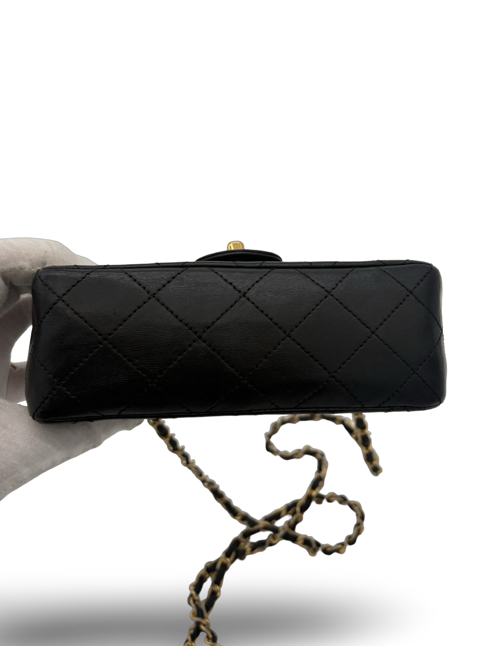 Chanel Black Lambskin Mini Square Classic Flap 24k Gold Hardware — image 16