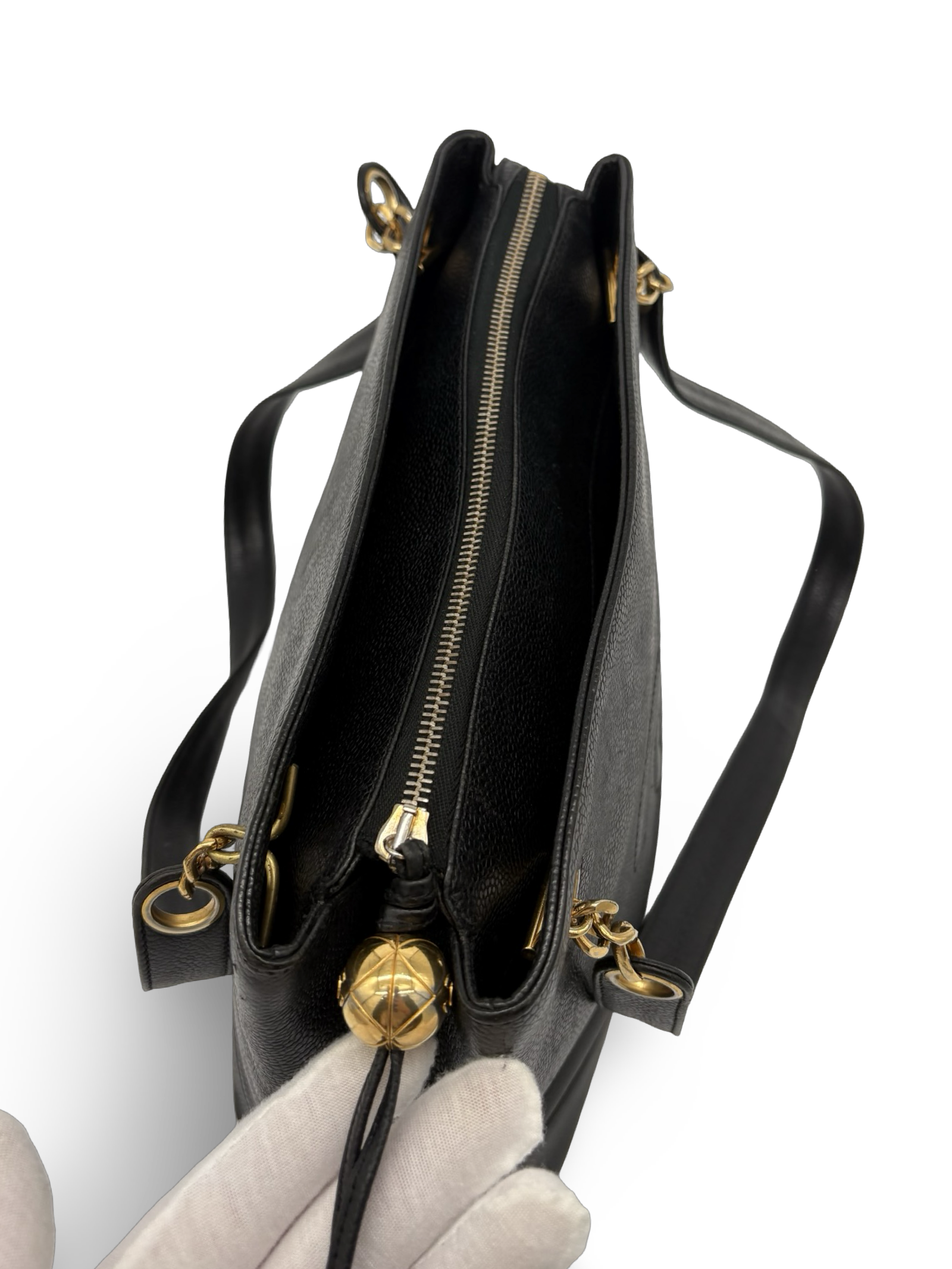 Chanel CC Caviar Black Chain Tote / Shoulder Bag — image 7