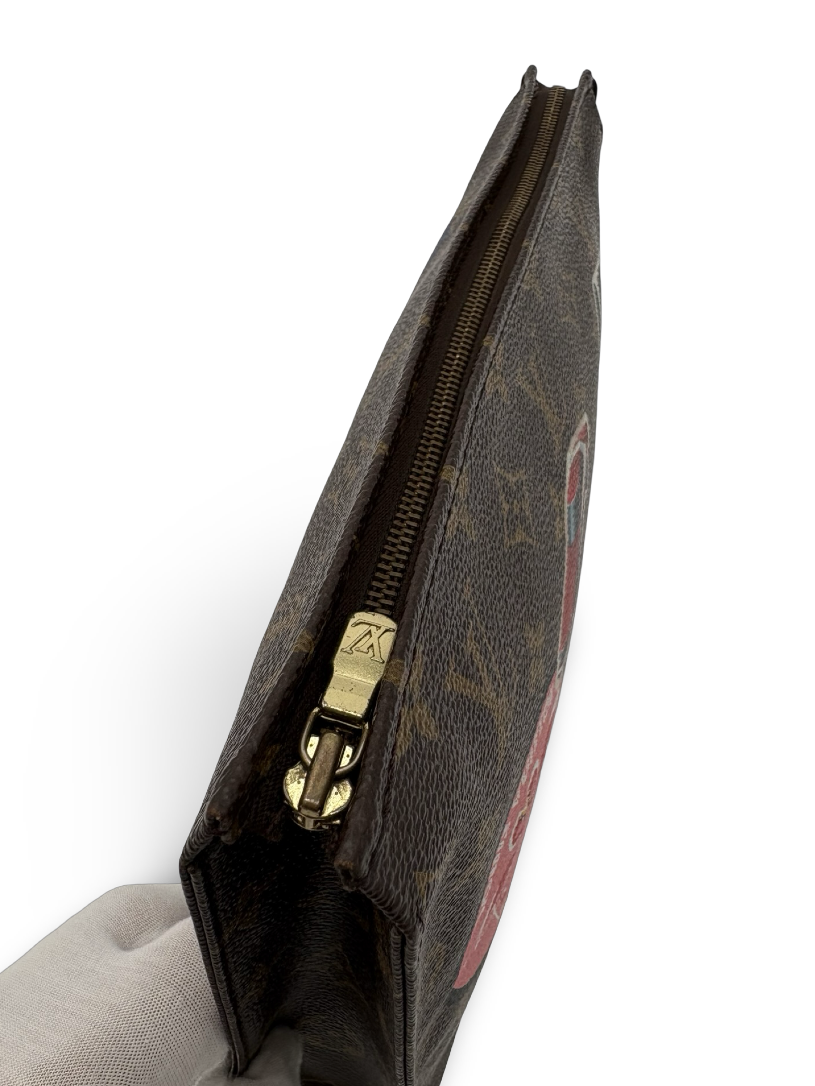 Louis Vuitton Toiletry 26 World Tour Edition Brown Canvas Monogram Clutch Bag With Patches — image 11