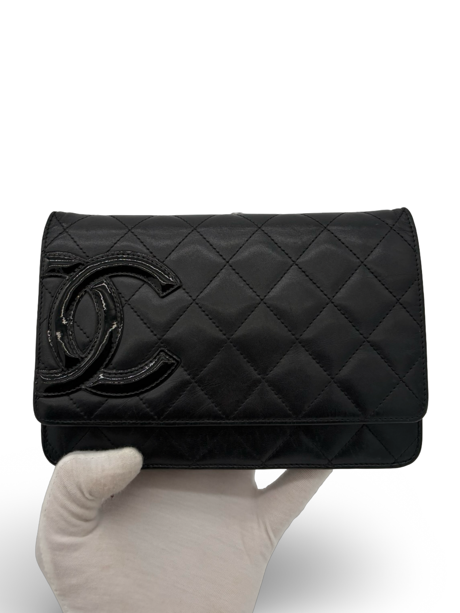 Chanel CC Black Lambskin Leather Cambon Ligne Wallet on Chain Shoulder / Handbag — image 6