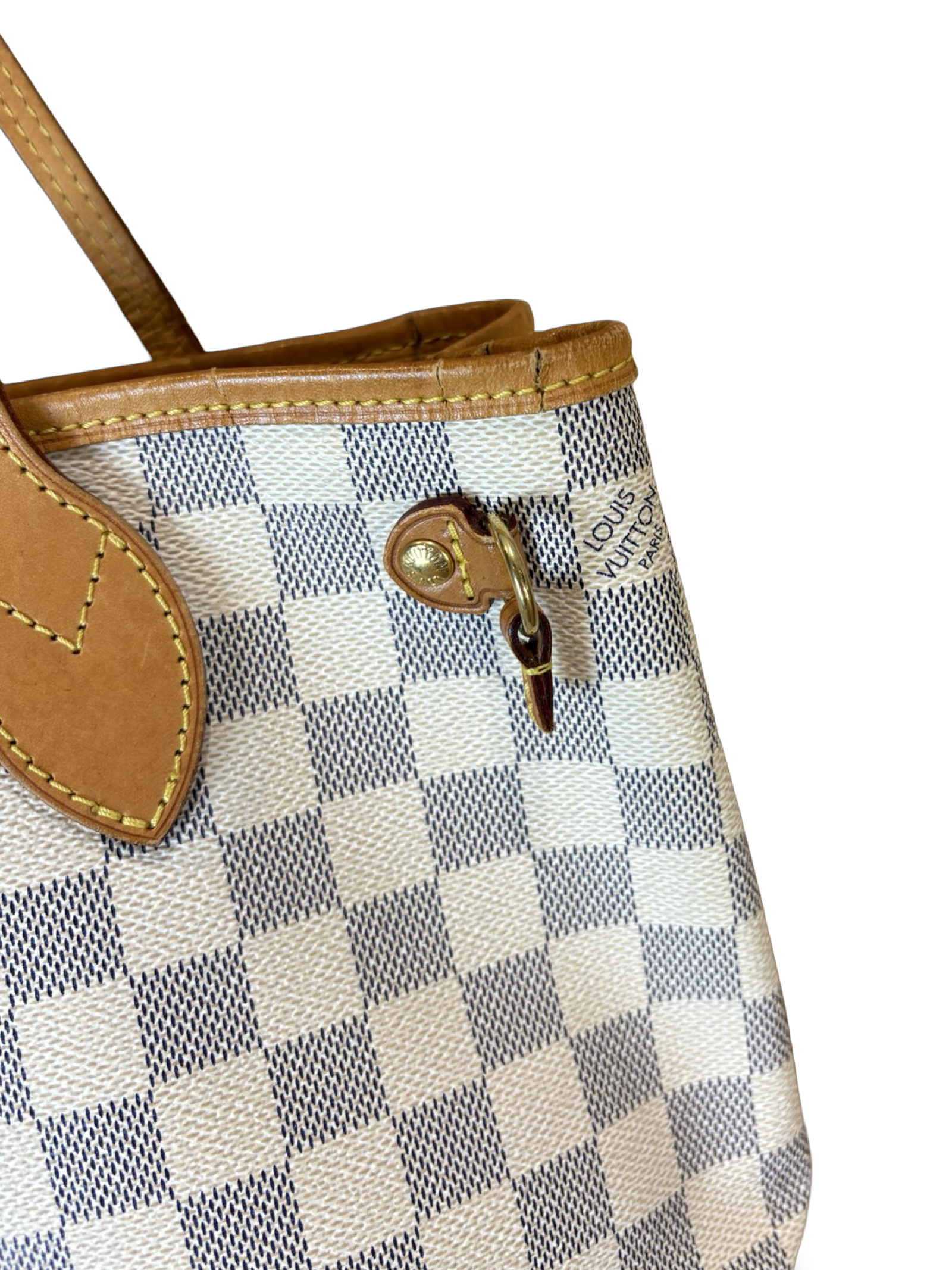 Louis Vuitton Neverfull PM Damier Azur White Canvas Tote Handbag — image 4