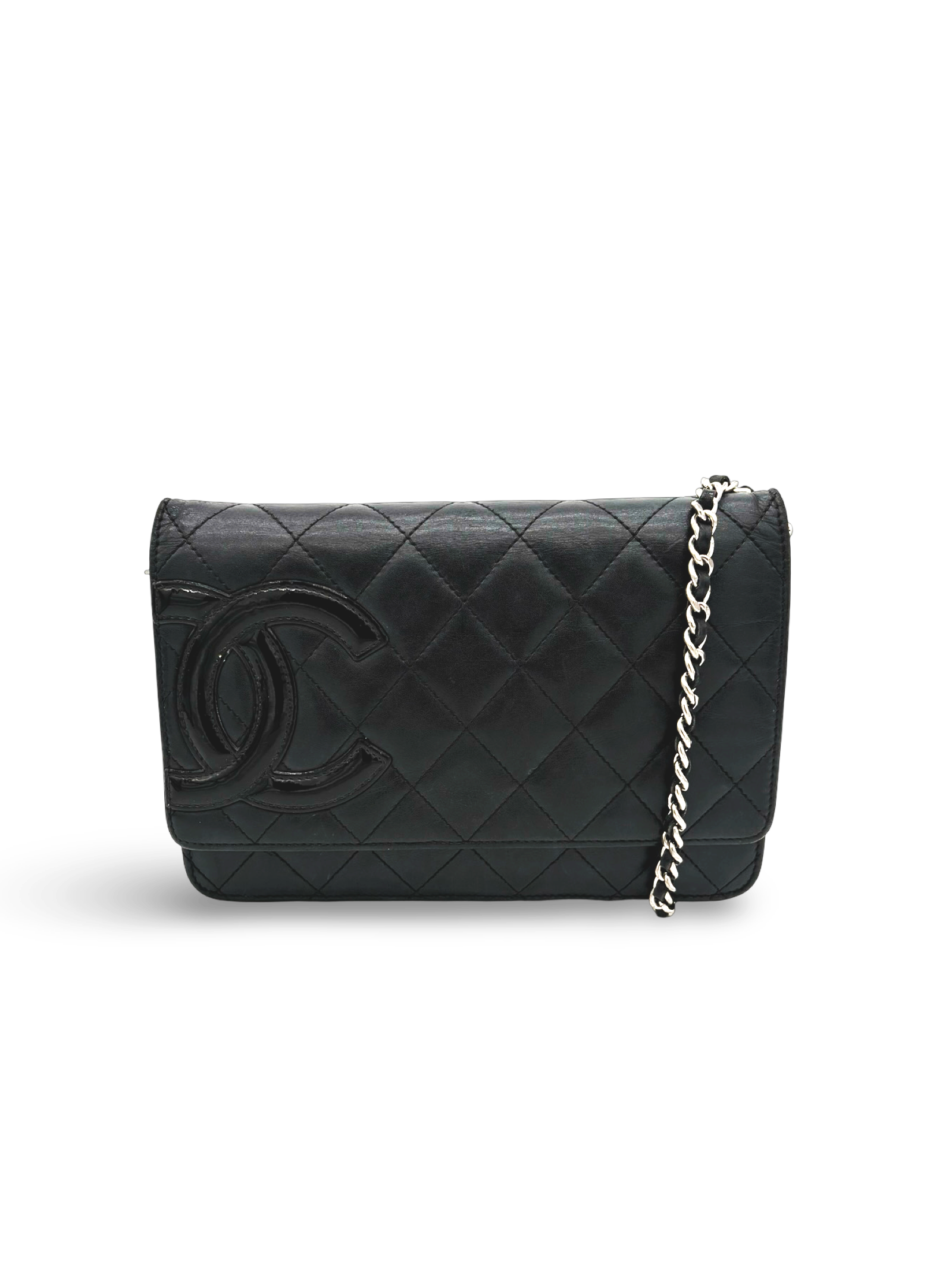 Chanel CC Black Lambskin Leather Cambon Ligne Wallet on Chain Shoulder / Handbag