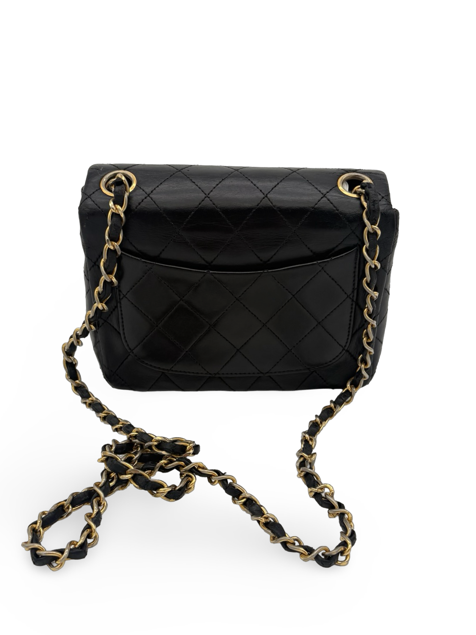Chanel Black Lambskin Mini Square Classic Flap 24k Gold Hardware — image 4