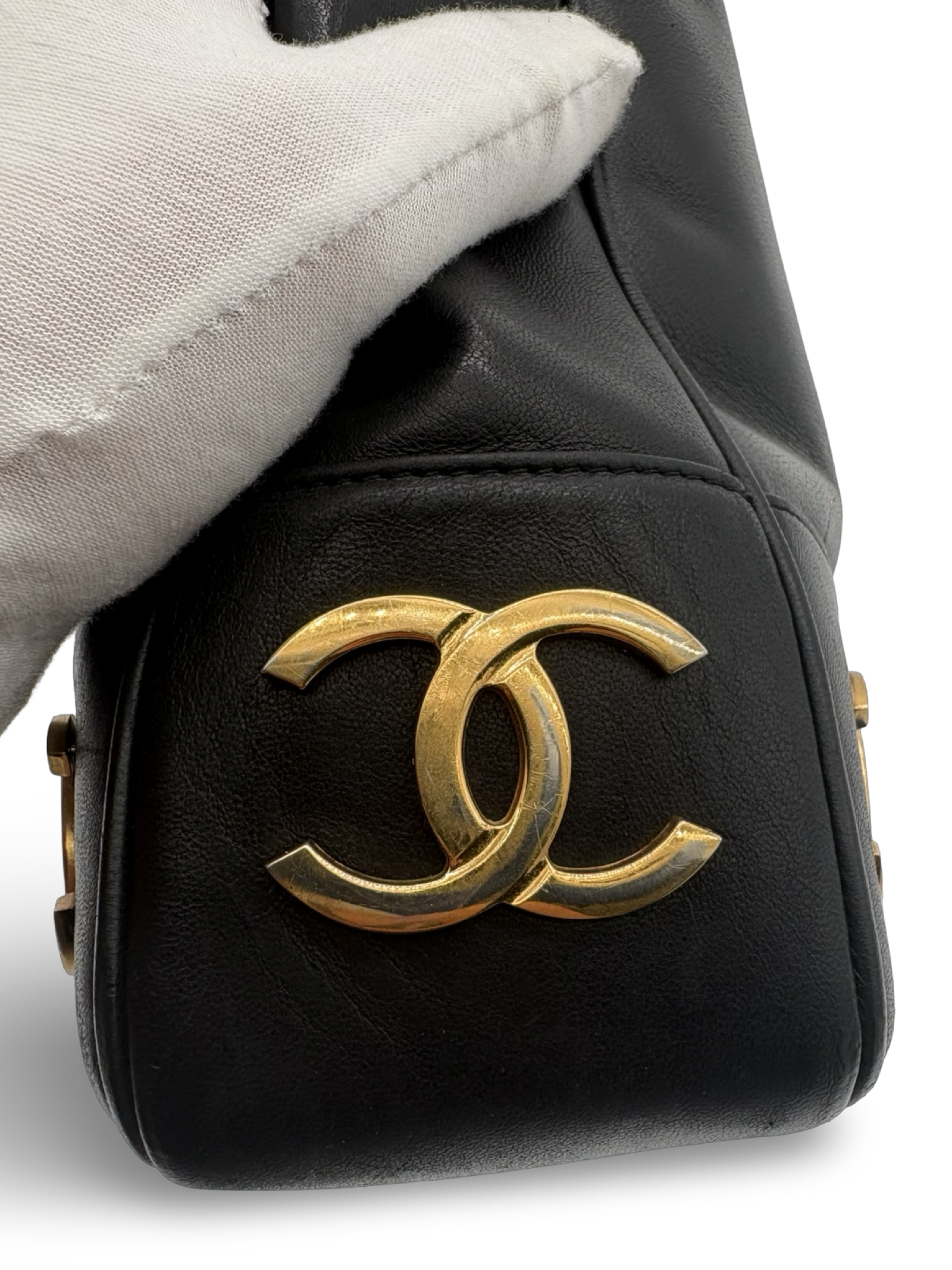 Chanel CC Triple Coco Logo Black Lambskin Leather Tote / Shoulder Bag — image 10