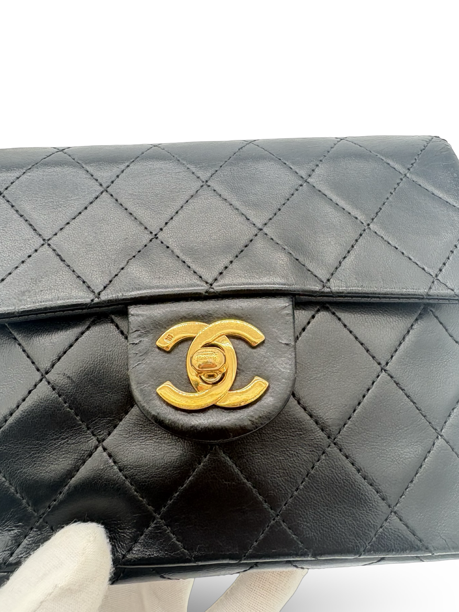 Chanel Black Lambskin Mini Square Classic Flap 24k Gold Hardware — image 6