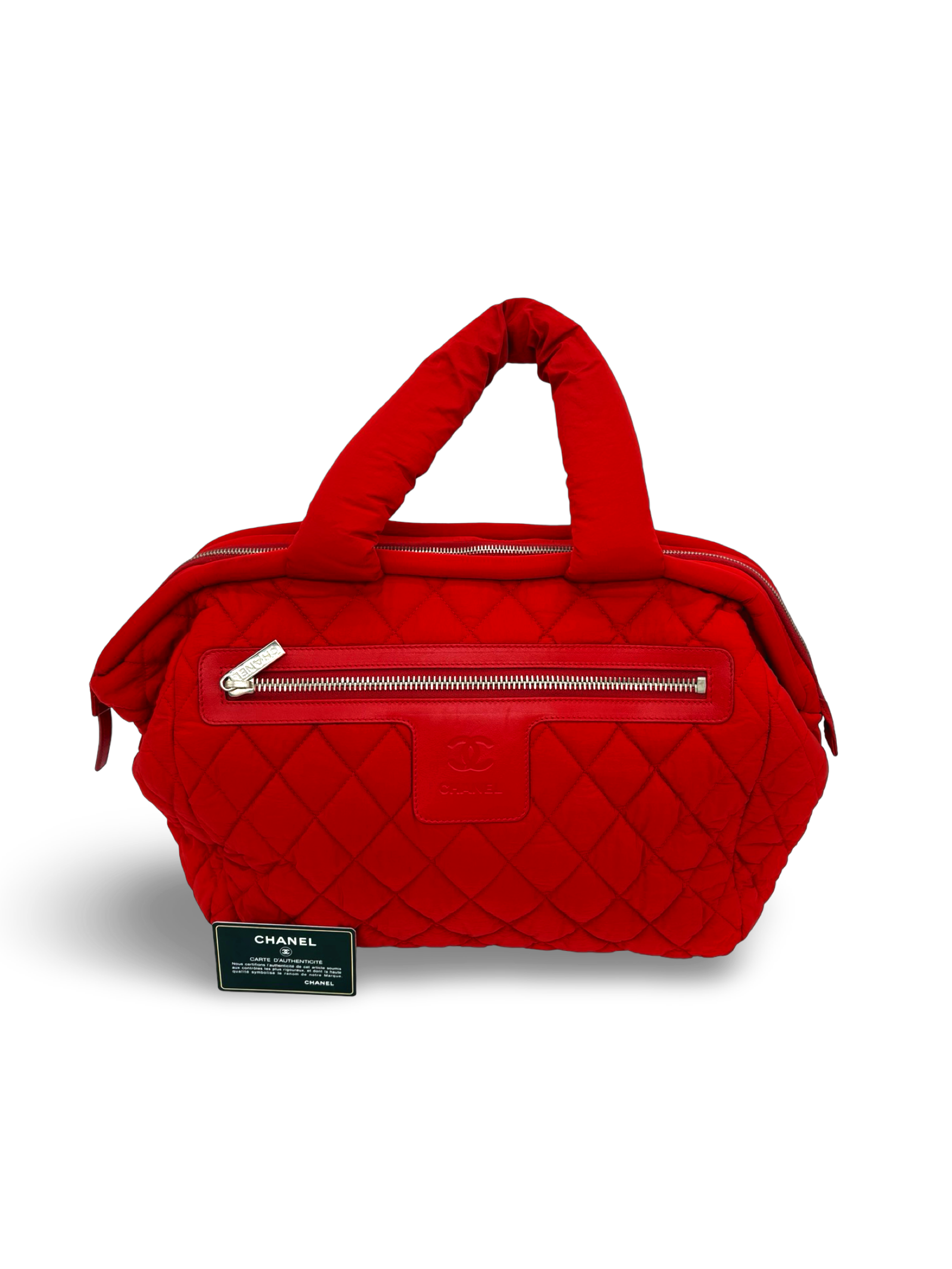 Chanel Red Medium Quilted Nylon Coco Cocoon Tote Handbag