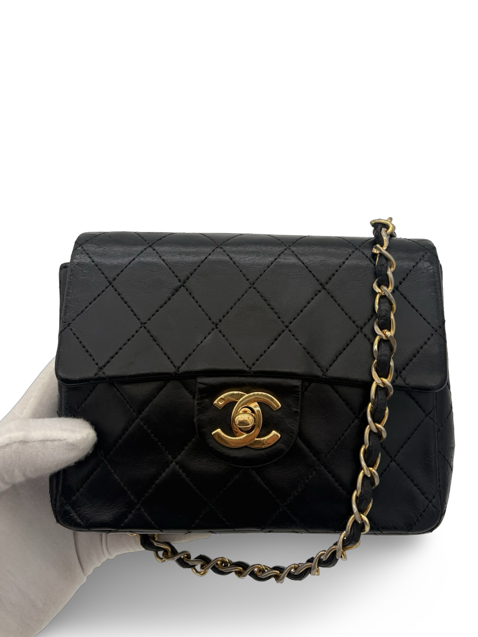 Chanel Black Lambskin Mini Square Classic Flap 24k Gold Hardware — image 7