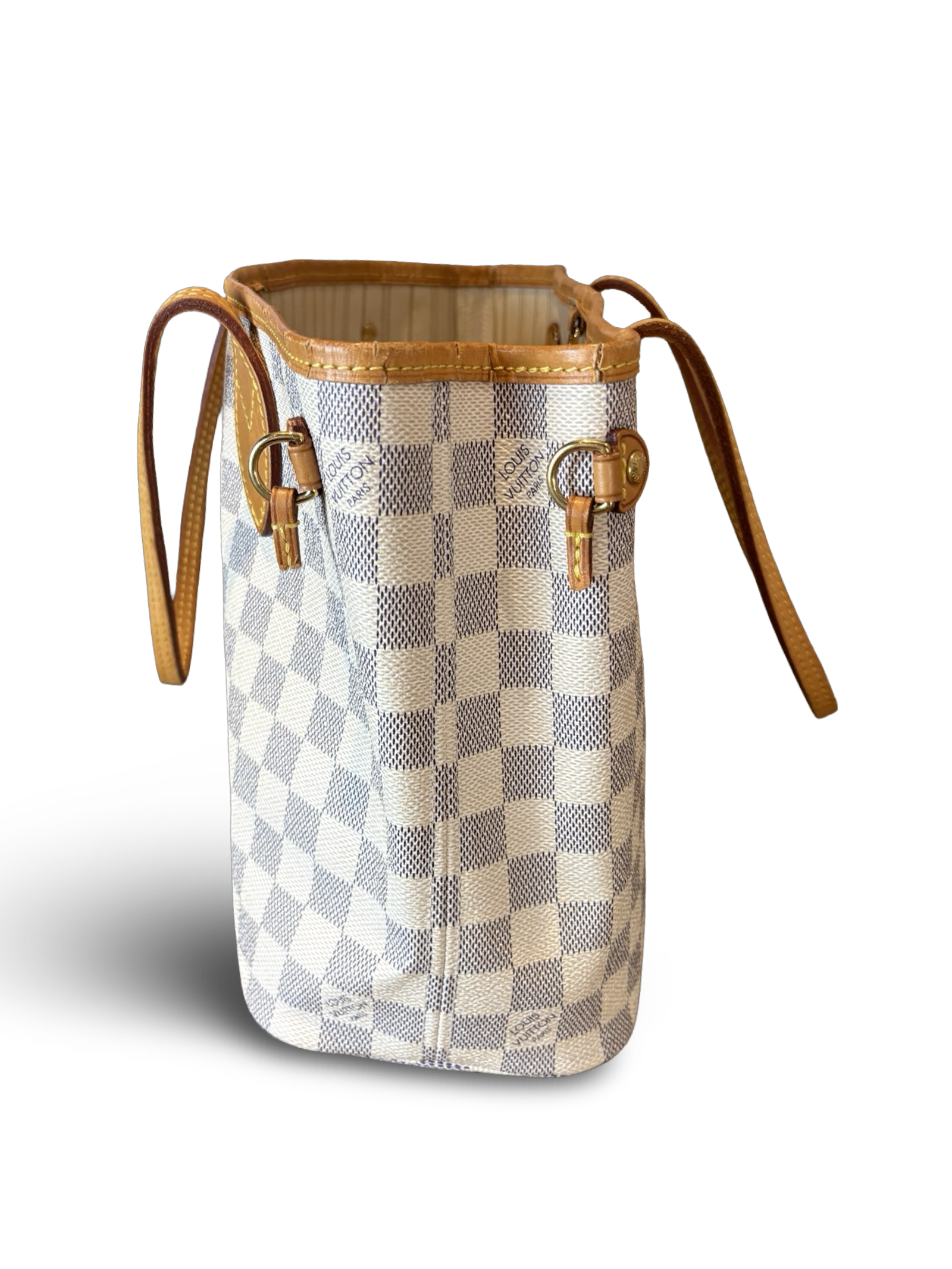 Louis Vuitton Neverfull PM Damier Azur White Canvas Tote Handbag — image 8