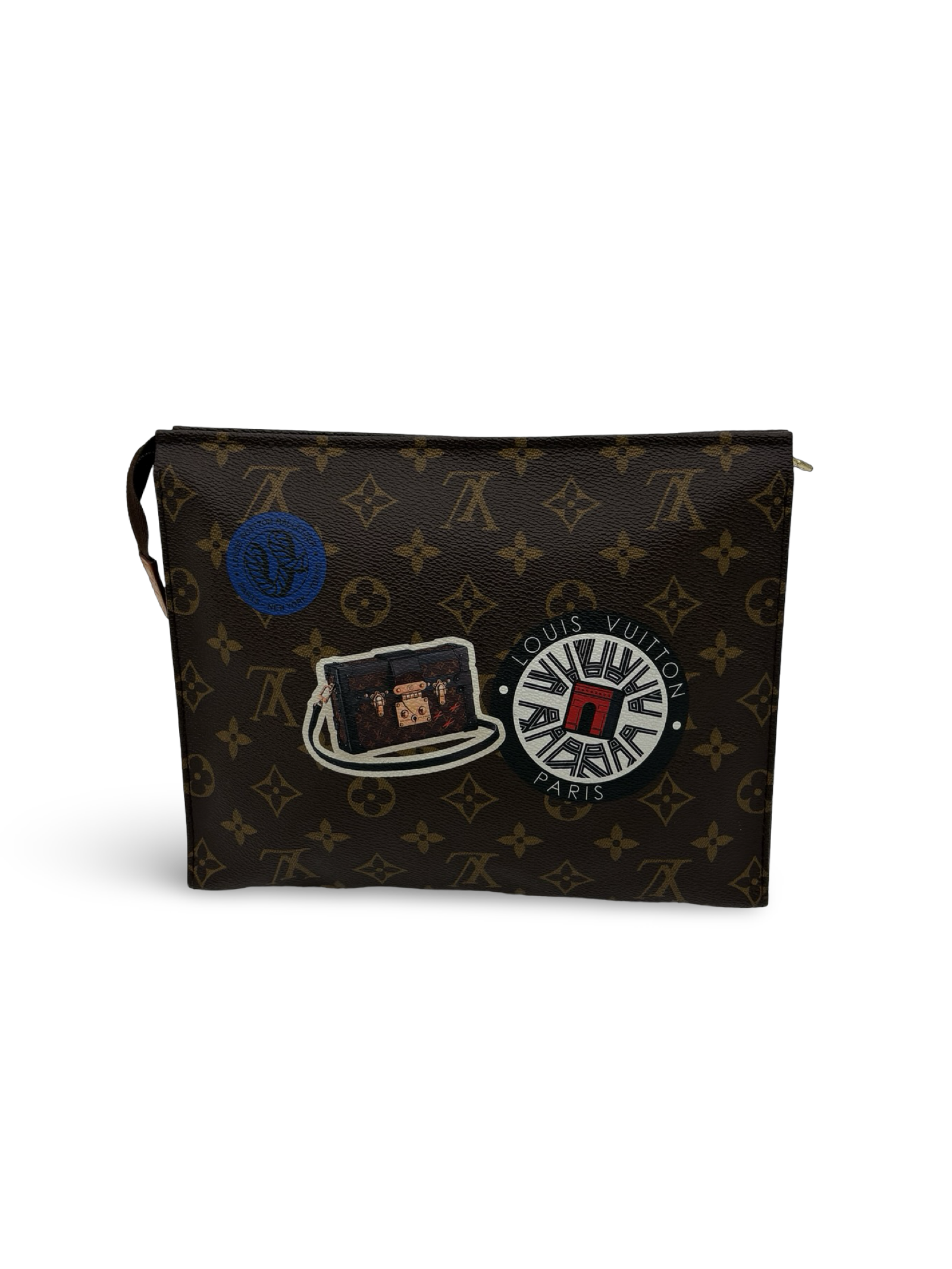 Louis Vuitton Toiletry 26 World Tour Edition Brown Canvas Monogram Clutch Bag With Patches — image 2