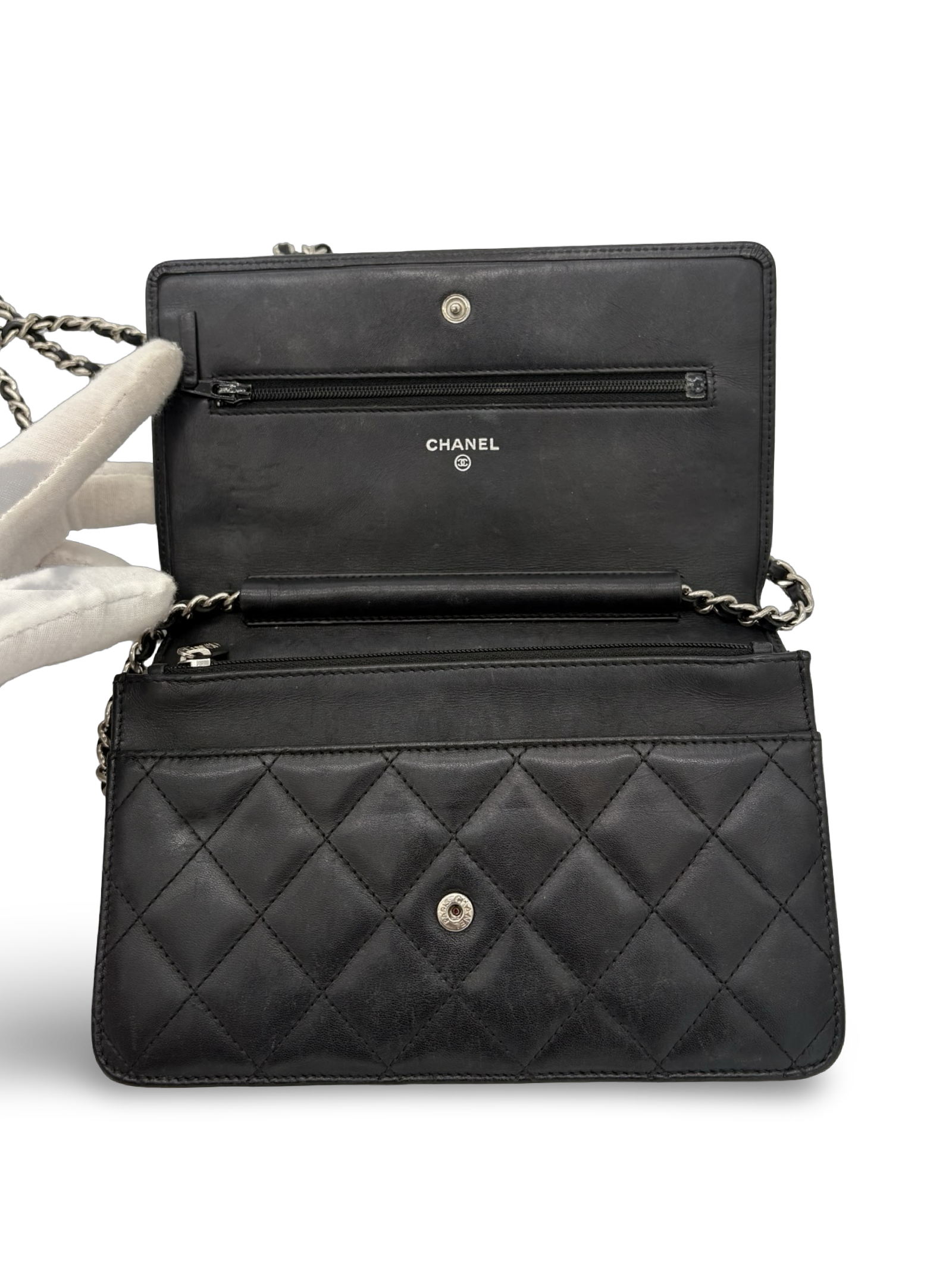 Chanel CC Black Lambskin Leather Cambon Ligne Wallet on Chain Shoulder / Handbag — image 13