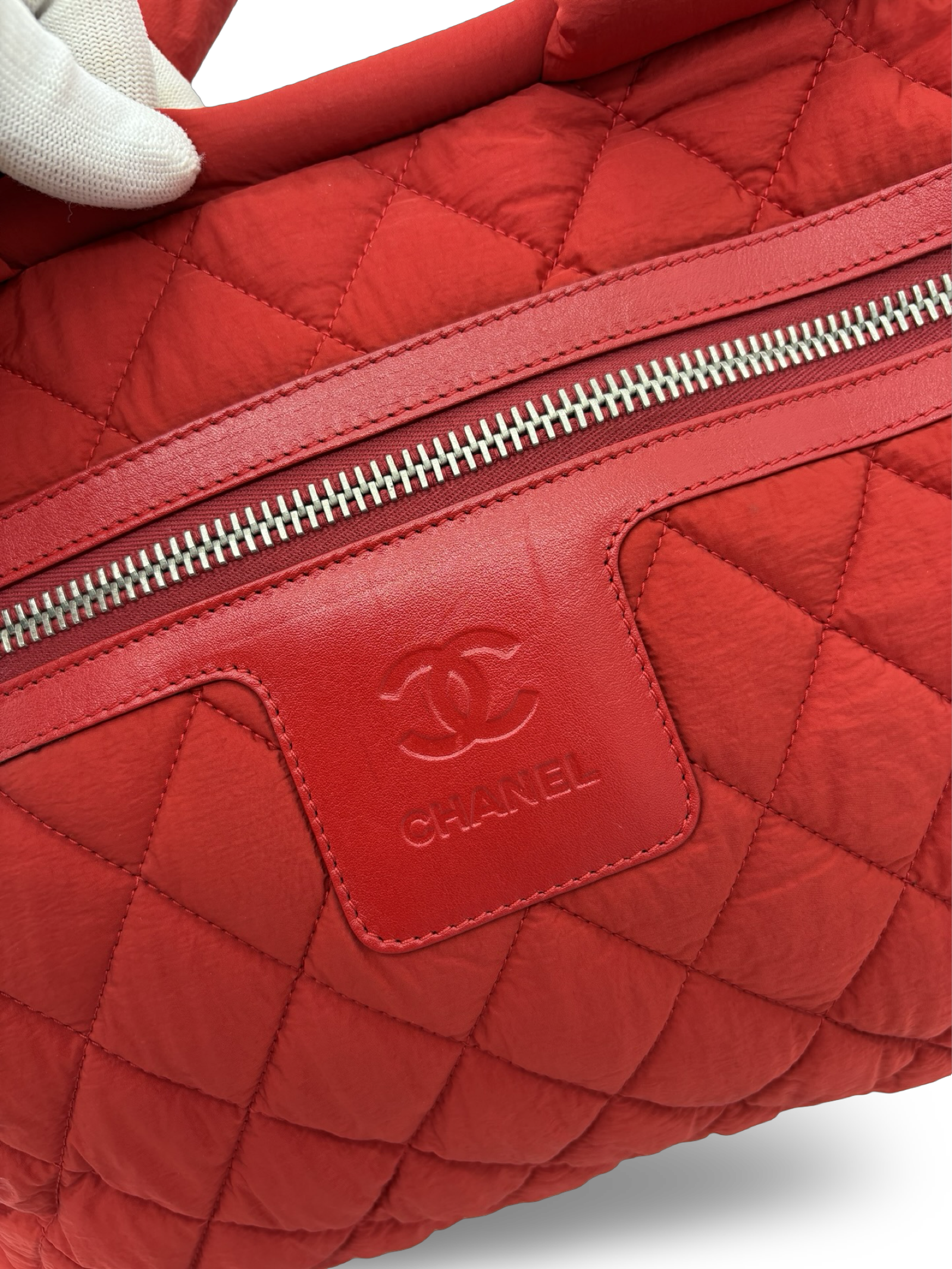Chanel Red Medium Quilted Nylon Coco Cocoon Tote Handbag — image 11