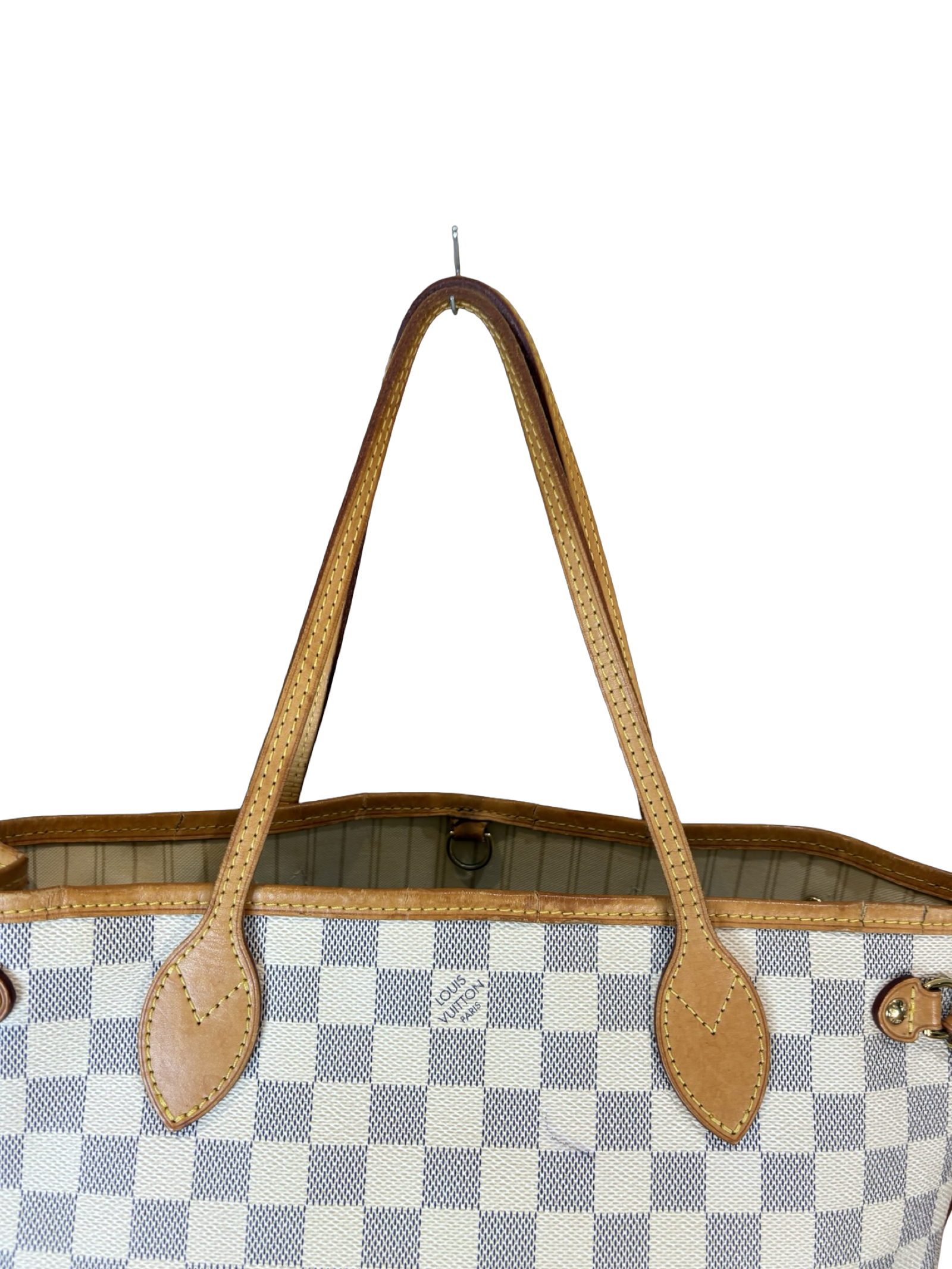 Louis Vuitton Neverfull PM Damier Azur White Canvas Tote Handbag — image 5