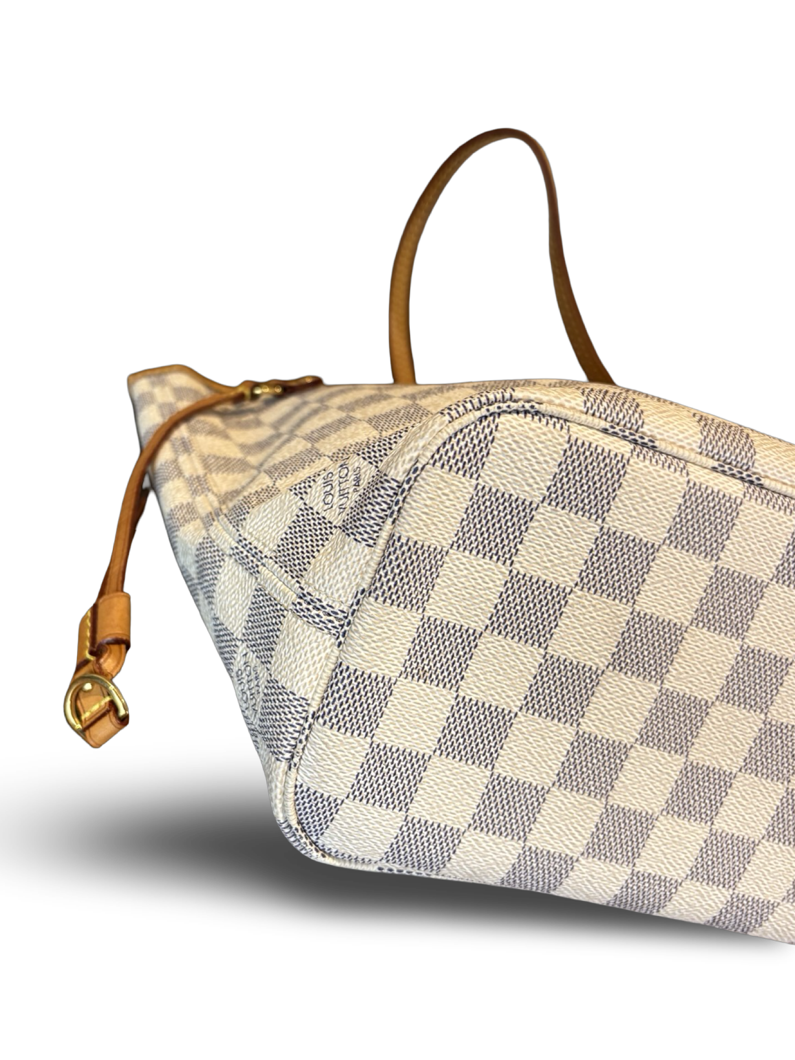 Louis Vuitton Neverfull PM Damier Azur White Canvas Tote Handbag — image 11