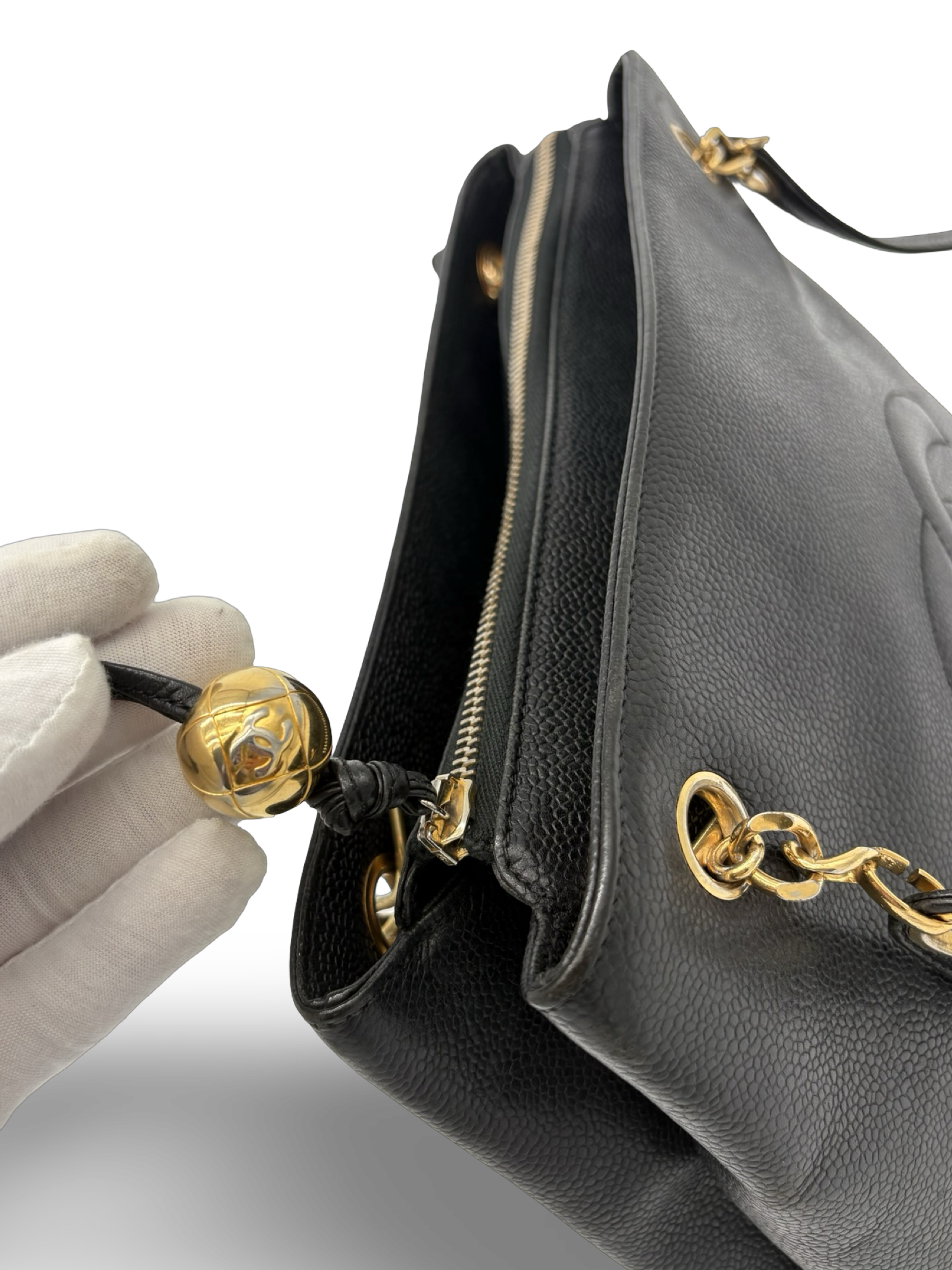 Chanel CC Caviar Black Chain Tote / Shoulder Bag — image 8