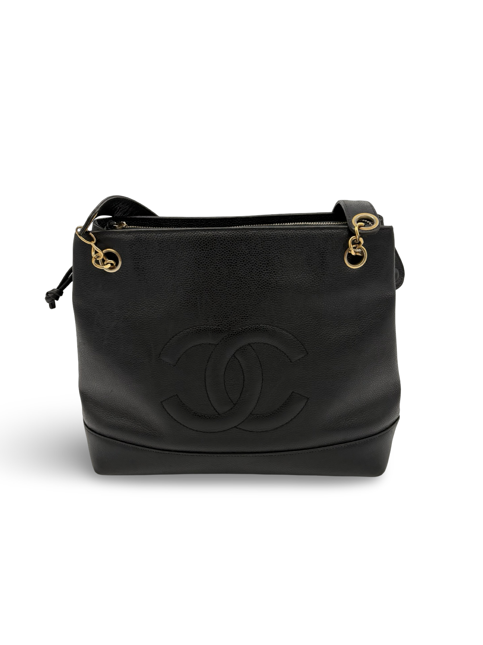 Chanel CC Caviar Black Chain Tote / Shoulder Bag — image 3