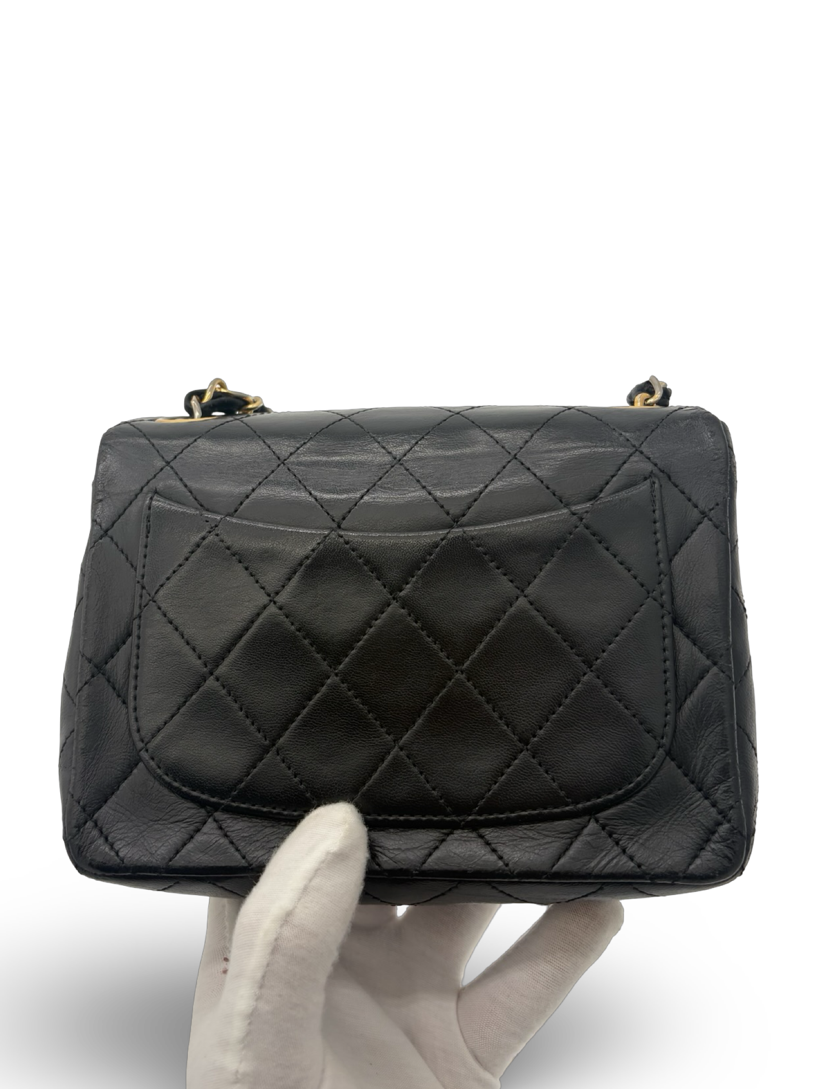 Chanel Black Lambskin Mini Square Classic Flap 24k Gold Hardware — image 15