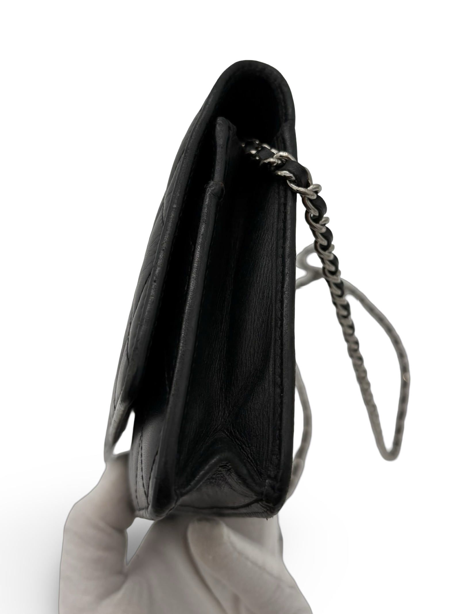 Chanel CC Black Lambskin Leather Cambon Ligne Wallet on Chain Shoulder / Handbag — image 8